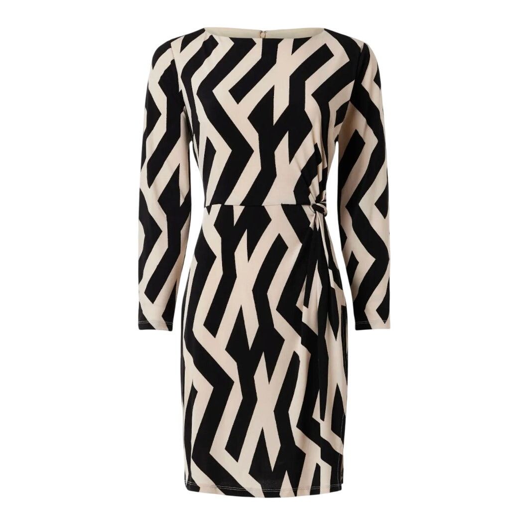 Donna Morgan Donna Morgan Long Sleeve Geometric Dress Black, Size US 10 Size L / US 10 / IT 46 - 1 Thumbnail