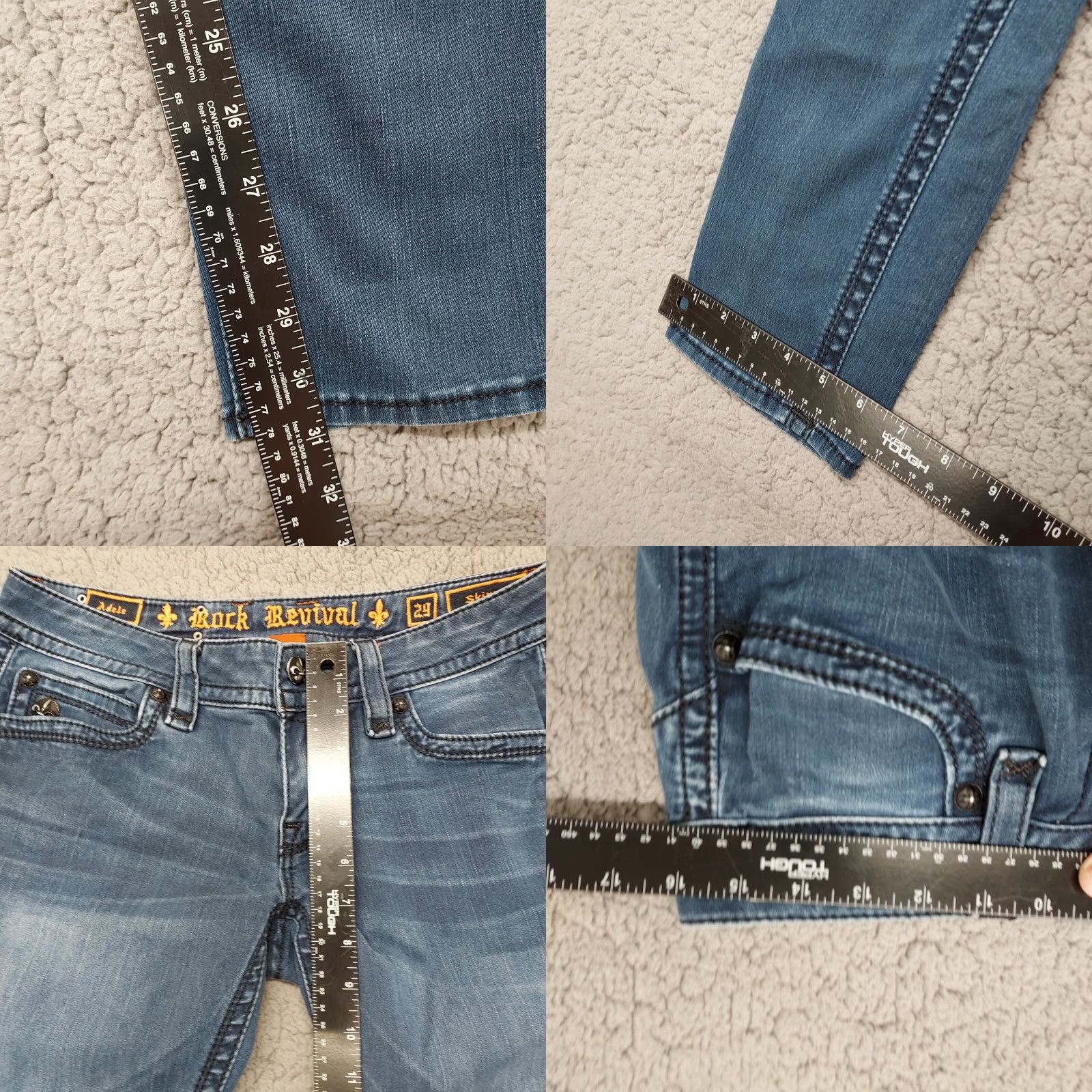 Vintage Rock Revival Adele Jeans Women's 29 x 31 Blue Low Rise Bootcut Medium Wash Denim Size 29" - 8 Thumbnail