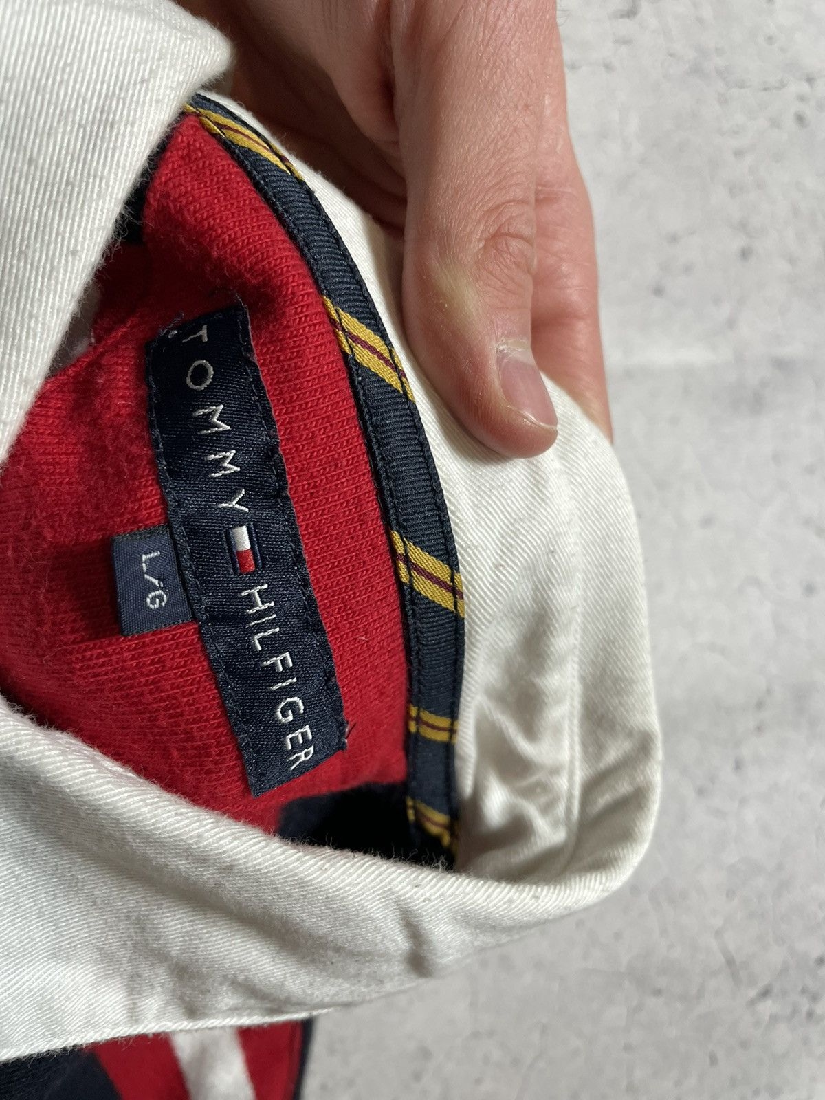 Tommy Hilfiger × Vintage Vintage Tommy Hilfiger Y2K Striped Rugby Sweatshirt Size US L / EU 52-54 / 3 - 7 Thumbnail