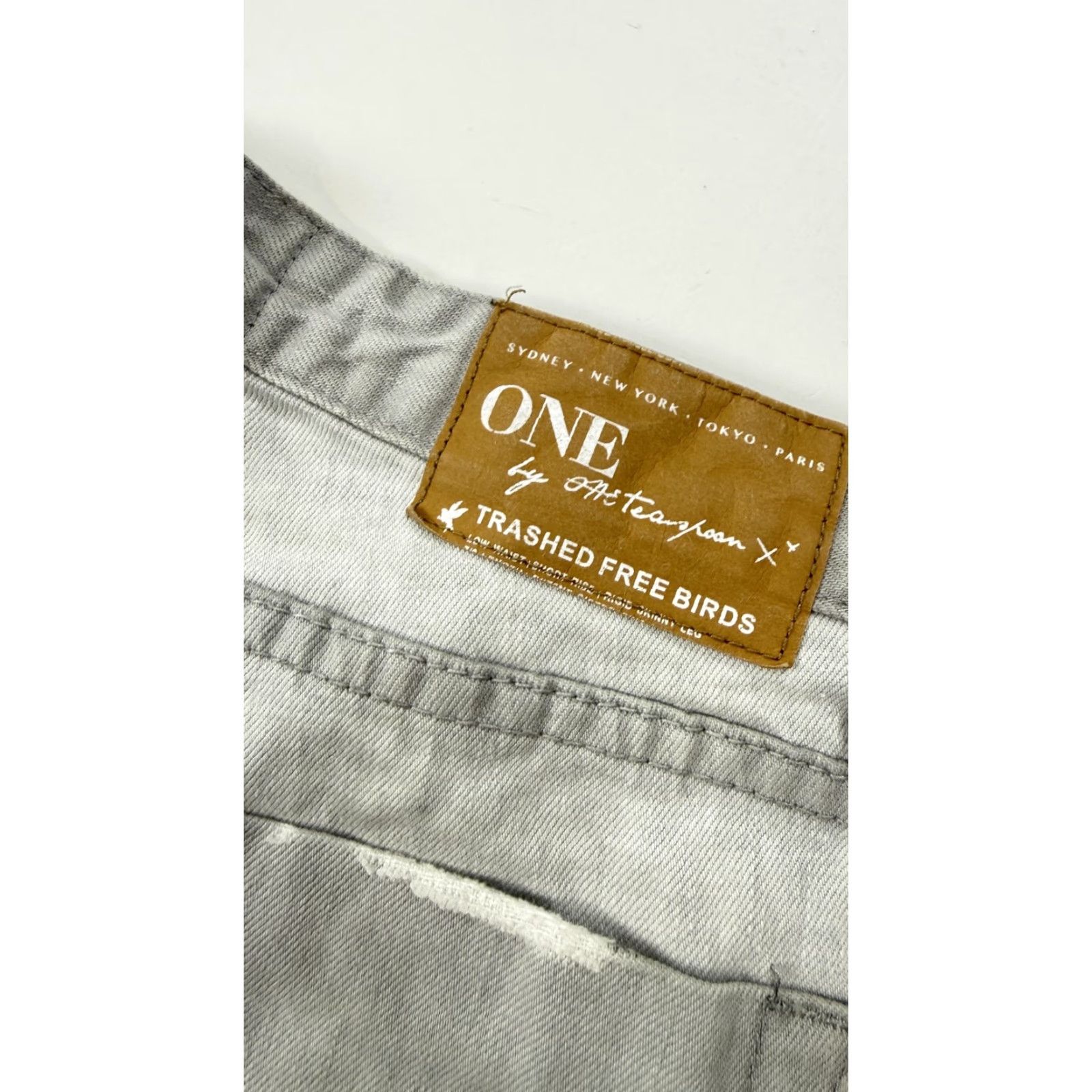 Vintage One Teaspoon Jeans Womens 28 Gray Distressed Trashed Free Birds Ankle Zip Skinny Size 28" / US 6 / IT 42 - 6 Thumbnail