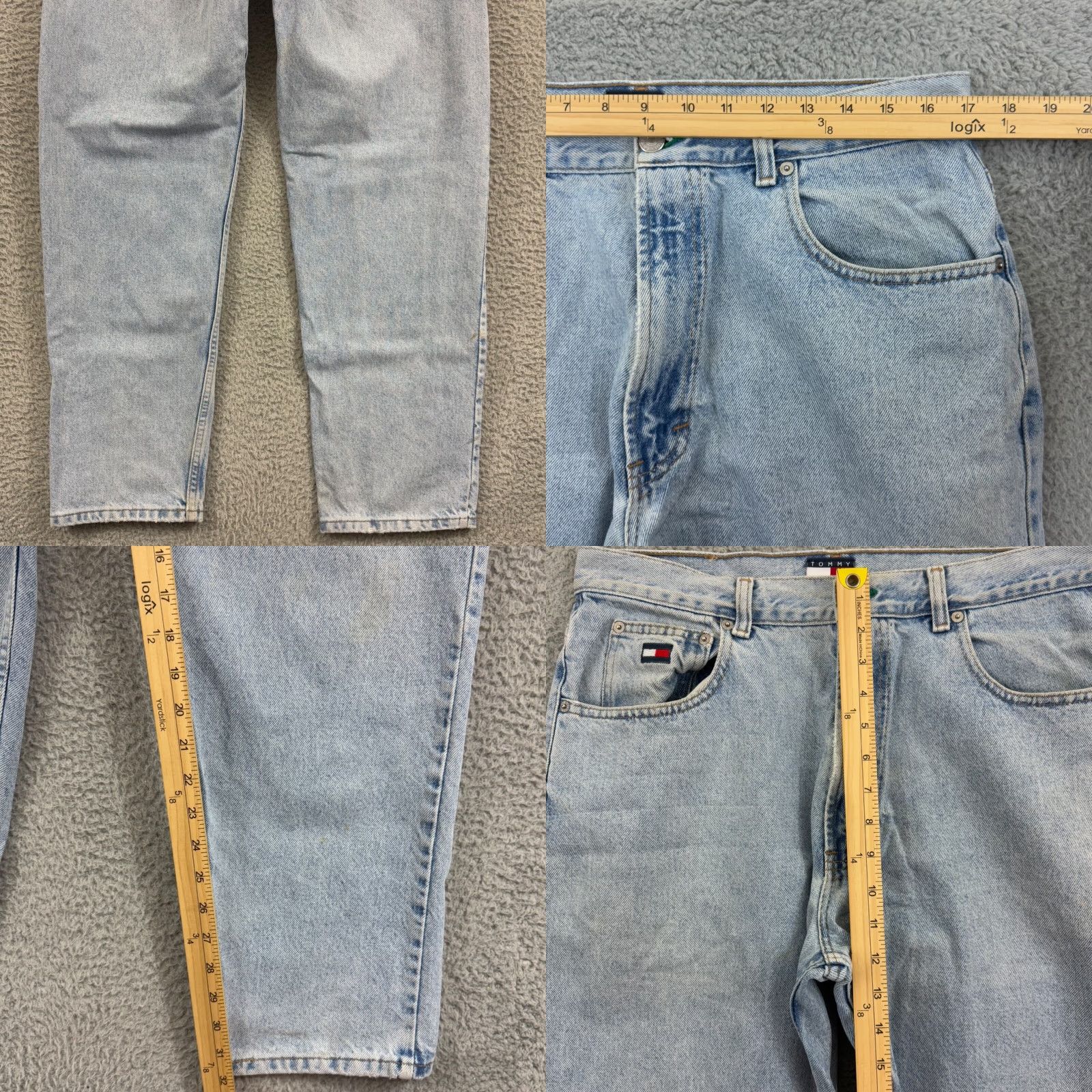 Tommy Hilfiger VINTAGE Tommy Hilfiger Jeans Mens 34x32 Baggy Loose Fit 90s Denim Light Washed Blue Cotton 5-Pocket Logo Mens Size US 34 / EU 50 - 8 Thumbnail