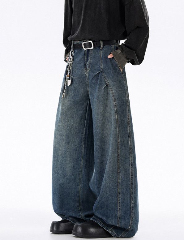 Japanese Brand American retro high street wide-leg distressed jeans Size US 32 / EU 48 - 1 Thumbnail