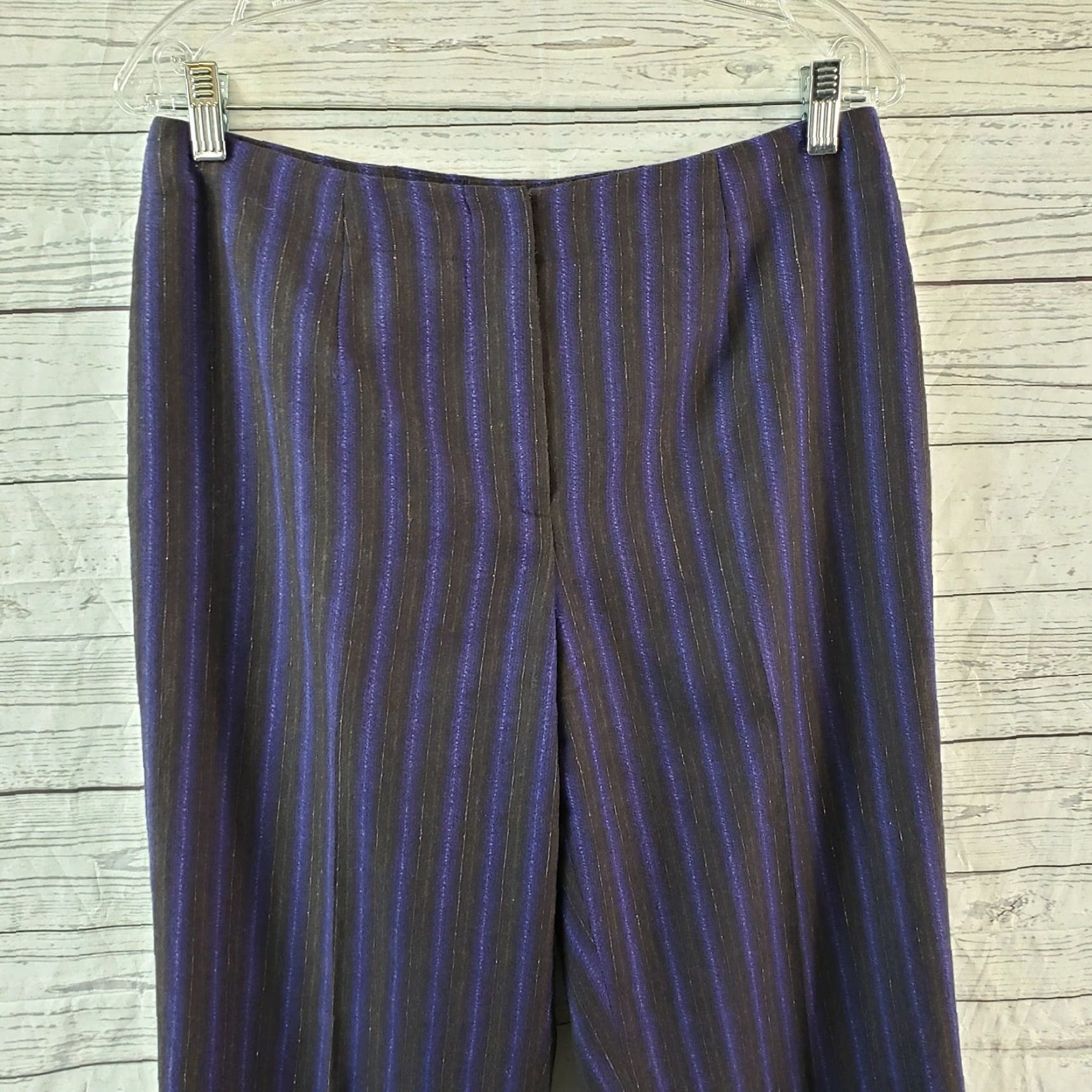 Vintage Carlisle Womens Wool Pants Sz 10 Purple Brown Striped Lined High Rise Size 32" / US 10 / IT 46 - 2 Thumbnail