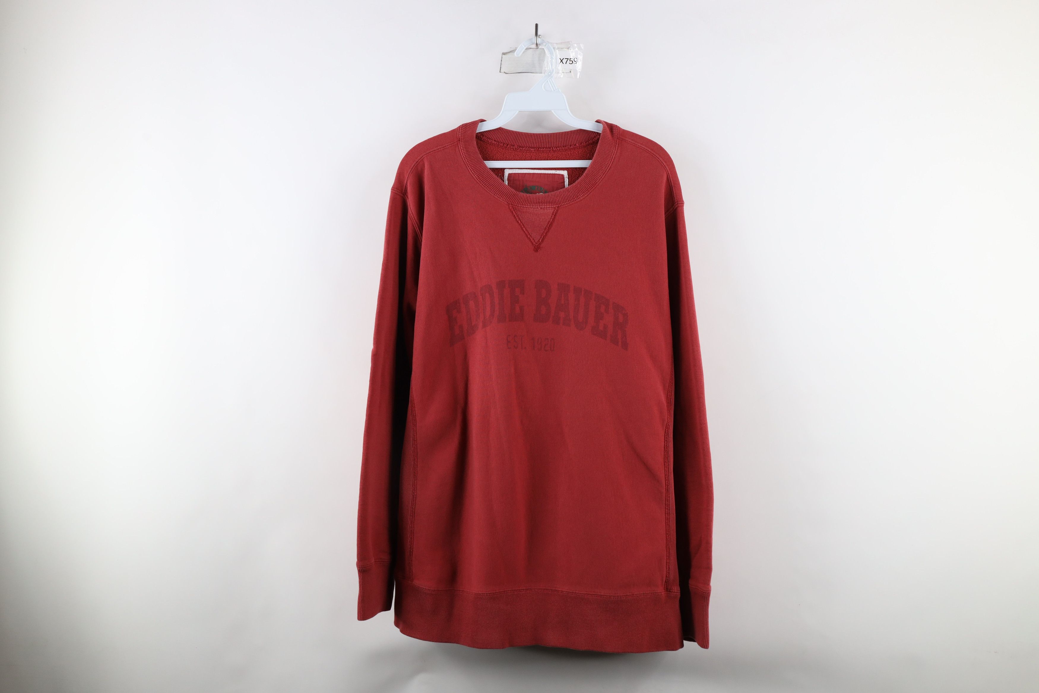 Eddie Bauer × Vintage Vintage Eddie Bauer Spell Out Block Letter Sweatshirt Red Size US L / EU 52-54 / 3 - 1 Thumbnail