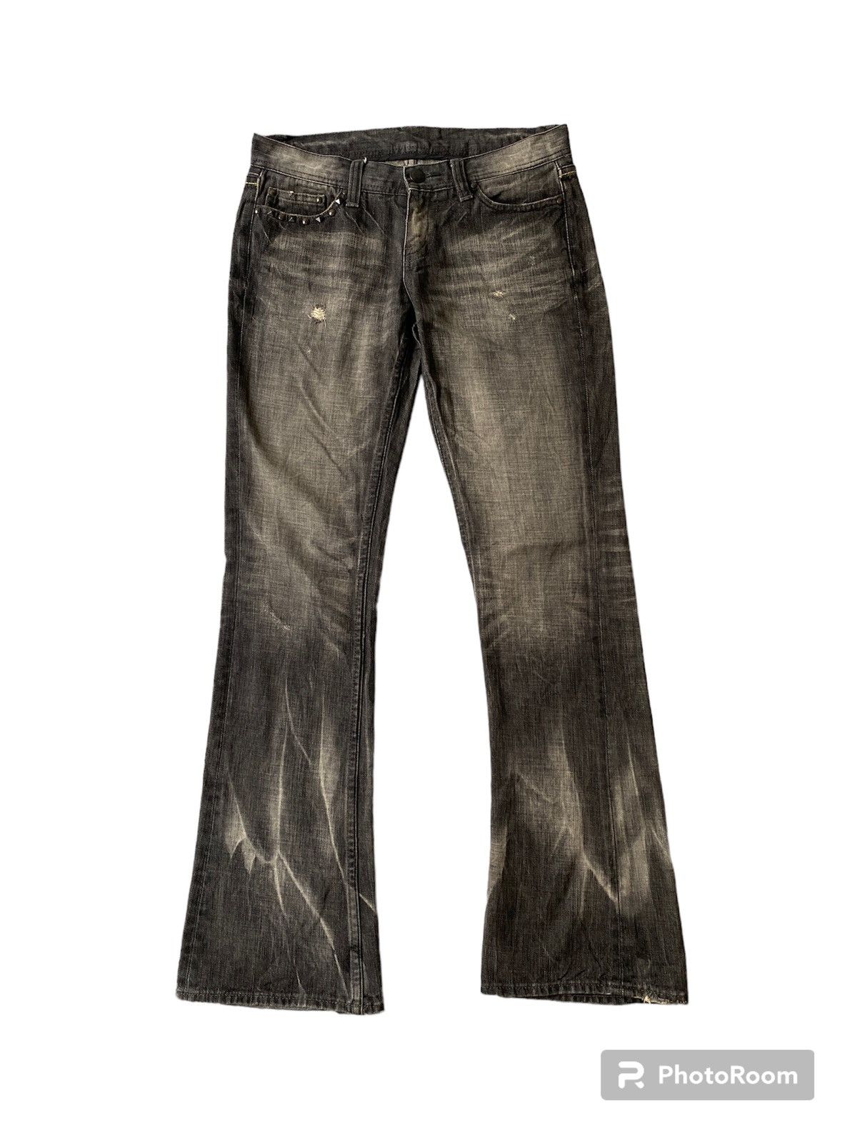 Japanese Brand 2000s The Murder License Claw Marks Flare Denim Size US 31 - 2 Thumbnail