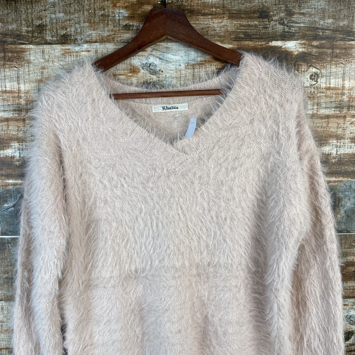 Japanese Brand DL Khalita Pink fur shaggy Knitwear #C1063 Size M / US 6-8 / IT 42-44 - 5 Thumbnail