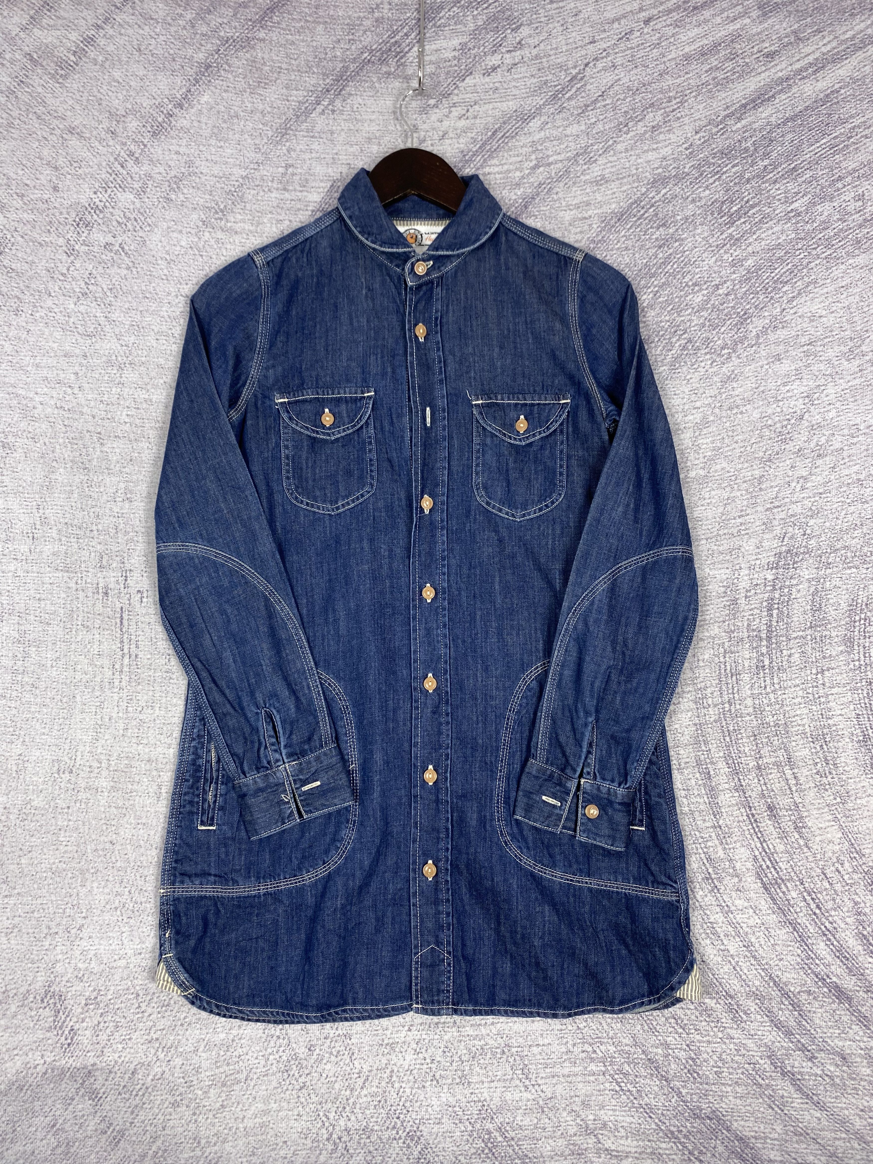 Edwin Vintage Edwin Buton Up Long Denim Jacket Size US S / EU 44-46 / 1 - 4 Thumbnail