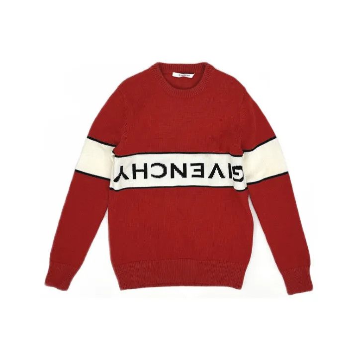 Givenchy Red Striped Pullover Knit Sweater