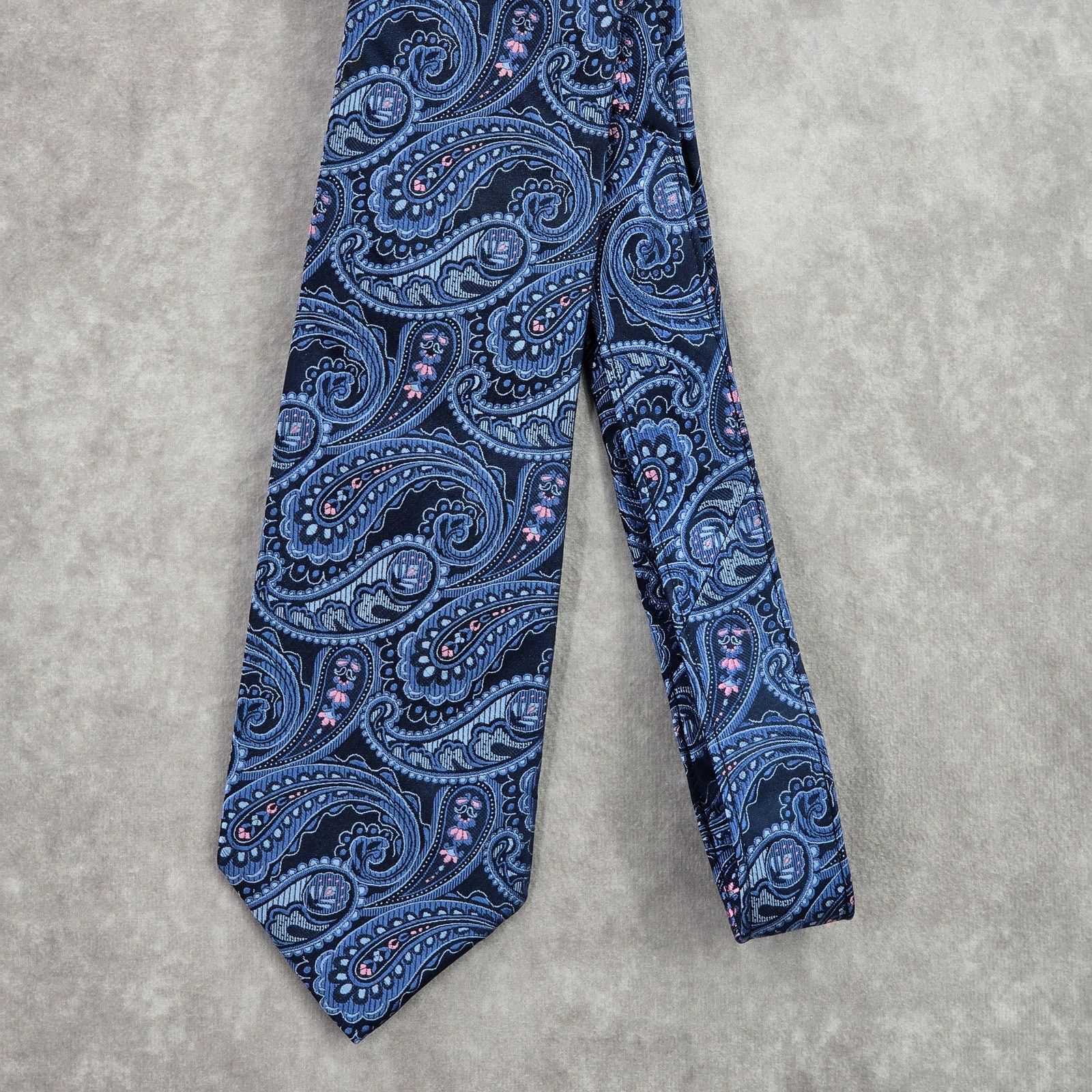 Other Beau Brummel Soho Blue Floral Paisley 100% Silk Neck Tie Size 30 - 2 Thumbnail