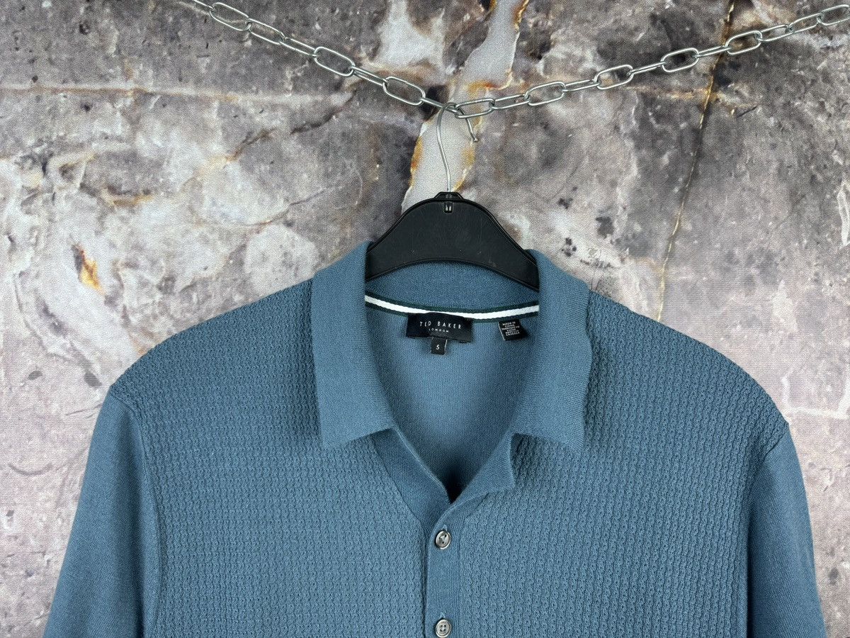 Ted Baker Ted Baker Textured Knit Polo Shirt Blue Short Sleeve Size US XL / EU 56 / 4 - 2 Thumbnail