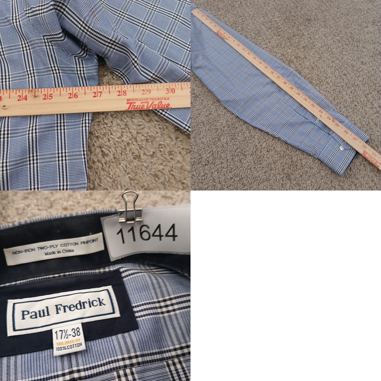 Vintage Paul Fredrick Shirt Mens 17.5 Blue Plaid Long Sleeve Button-Up Cotton Size US XXL / EU 58 / 5 - 8 Thumbnail