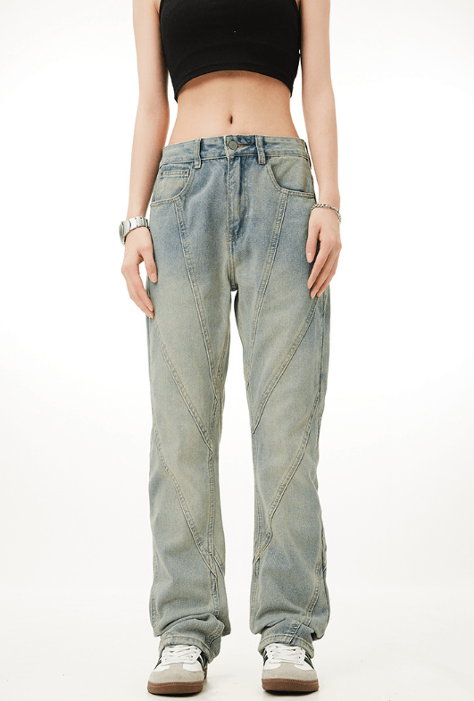 Japanese Brand × Jean Men's retro straight loose stitching street washed jeans Size US 32 / EU 48 - 1 Thumbnail