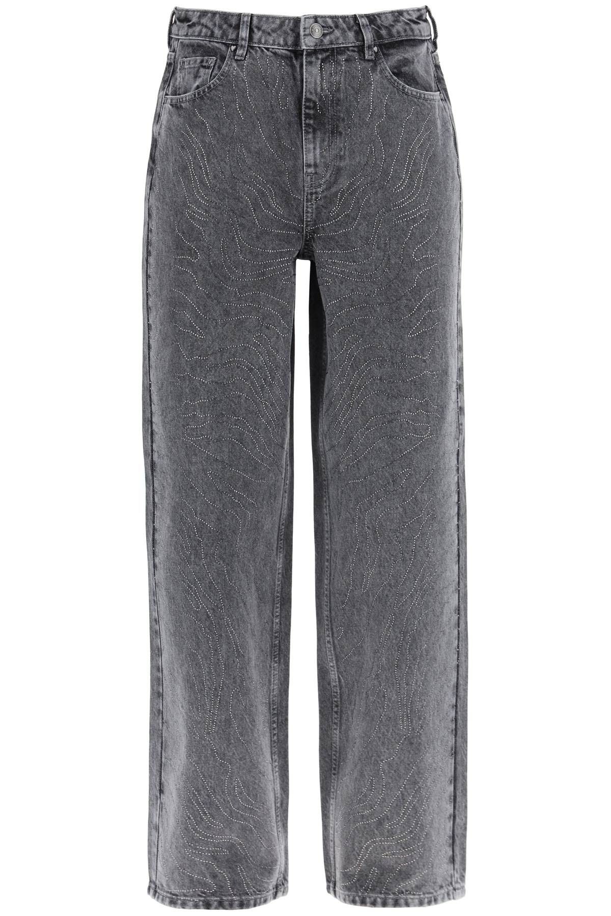 image of Rotate Birger Christensen Wide Leg Jeans With Rhinest in Grigio, Women's (Size 26)