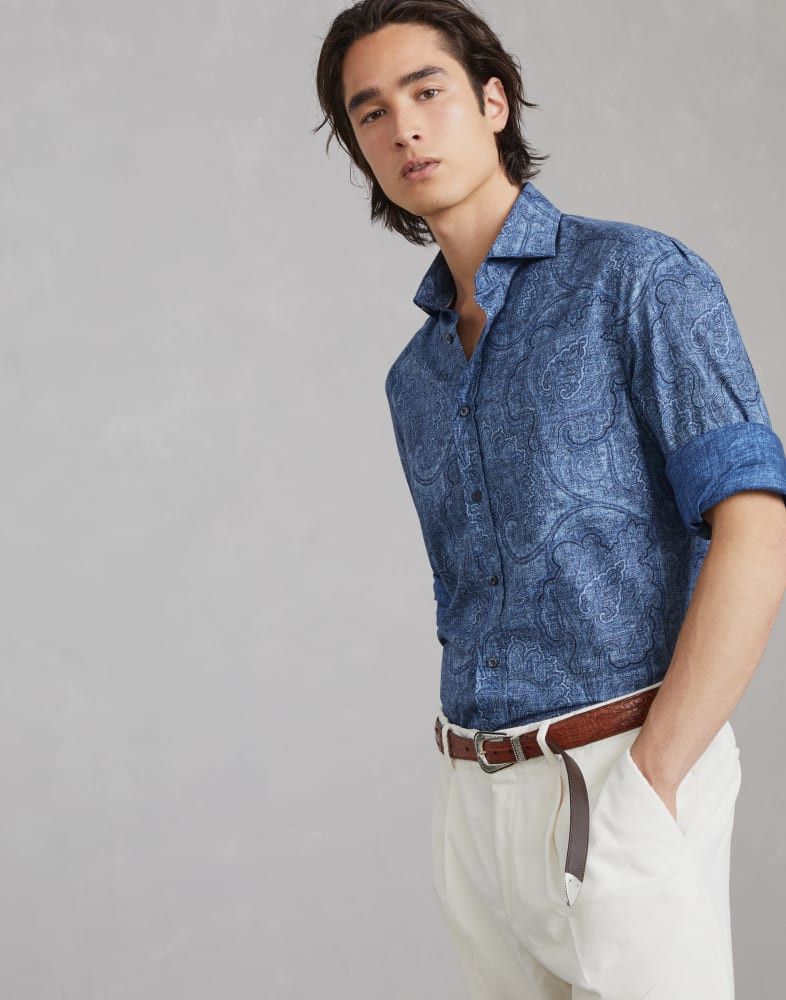 Brunello Cucinelli o1w1db10825 Shirt in Blue Size US M / EU 48-50 / 2 - 3 Thumbnail