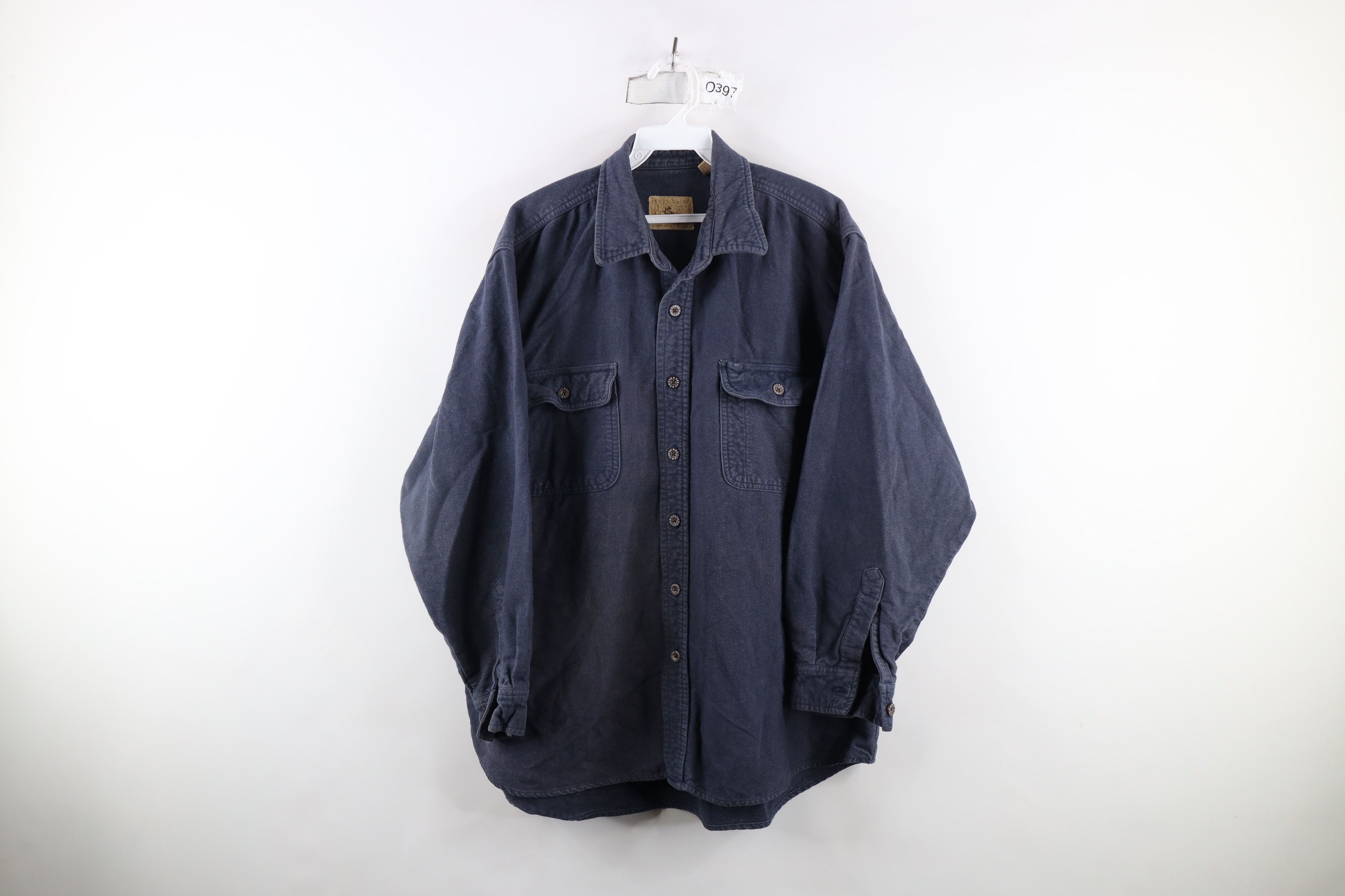 Vintage Vintage 90s Streetwear Heavyweight Cloth Button Shirt Blue Size US XL / EU 56 / 4 - 1 Thumbnail