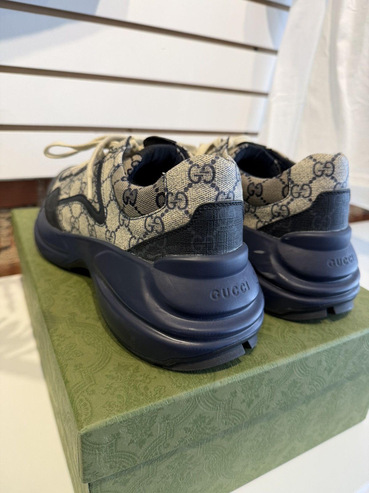 Gucci Gucci Rhyton Monogram Navy Sneakers Size US 11.5 / EU 44-45 - 5 Thumbnail