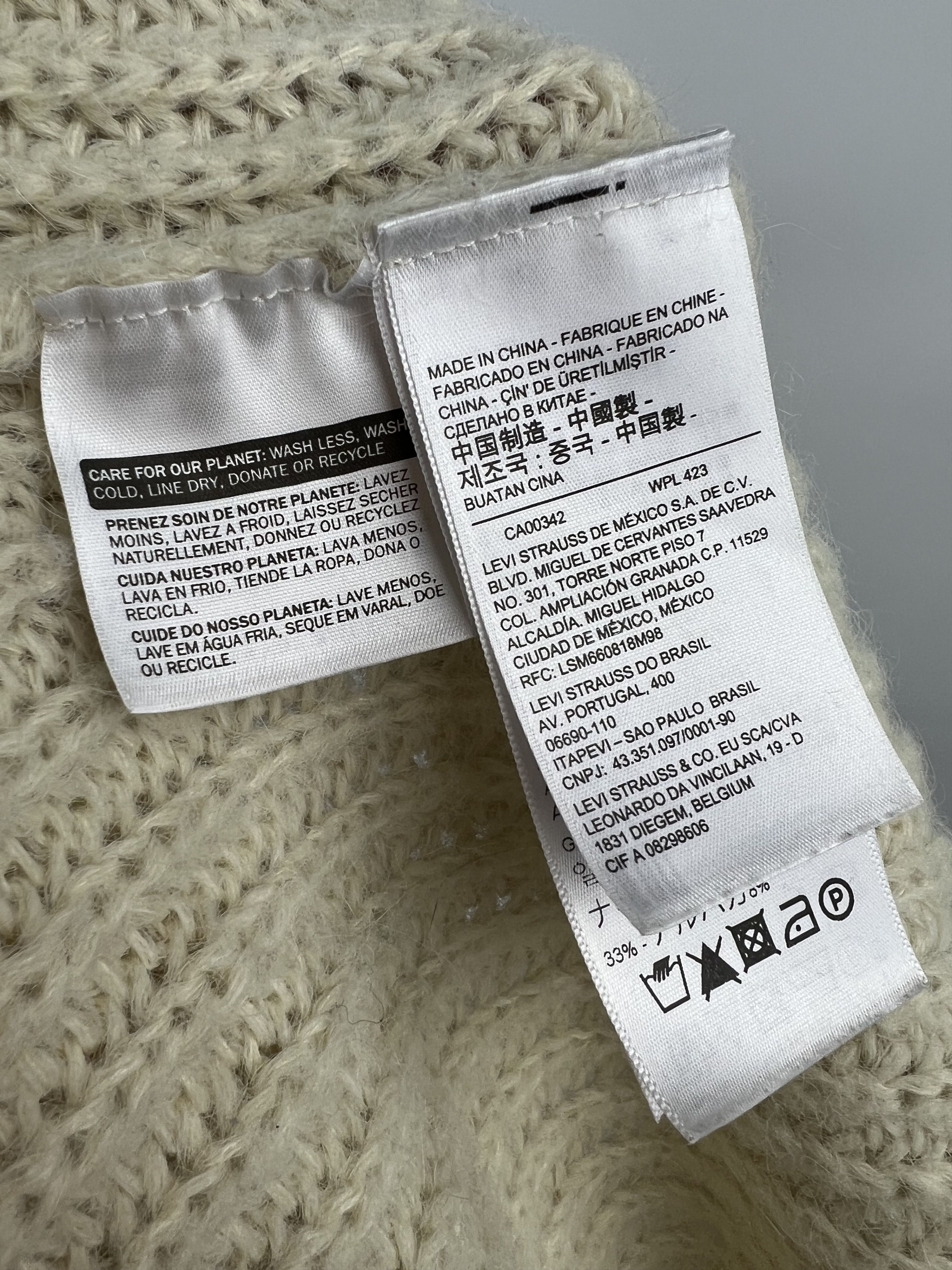 Levi's Levis Women's Ivory Ribbed Knit Sweater Size XS/S Oversized Size XS / US 0-2 / IT 36-38 - 8 Thumbnail