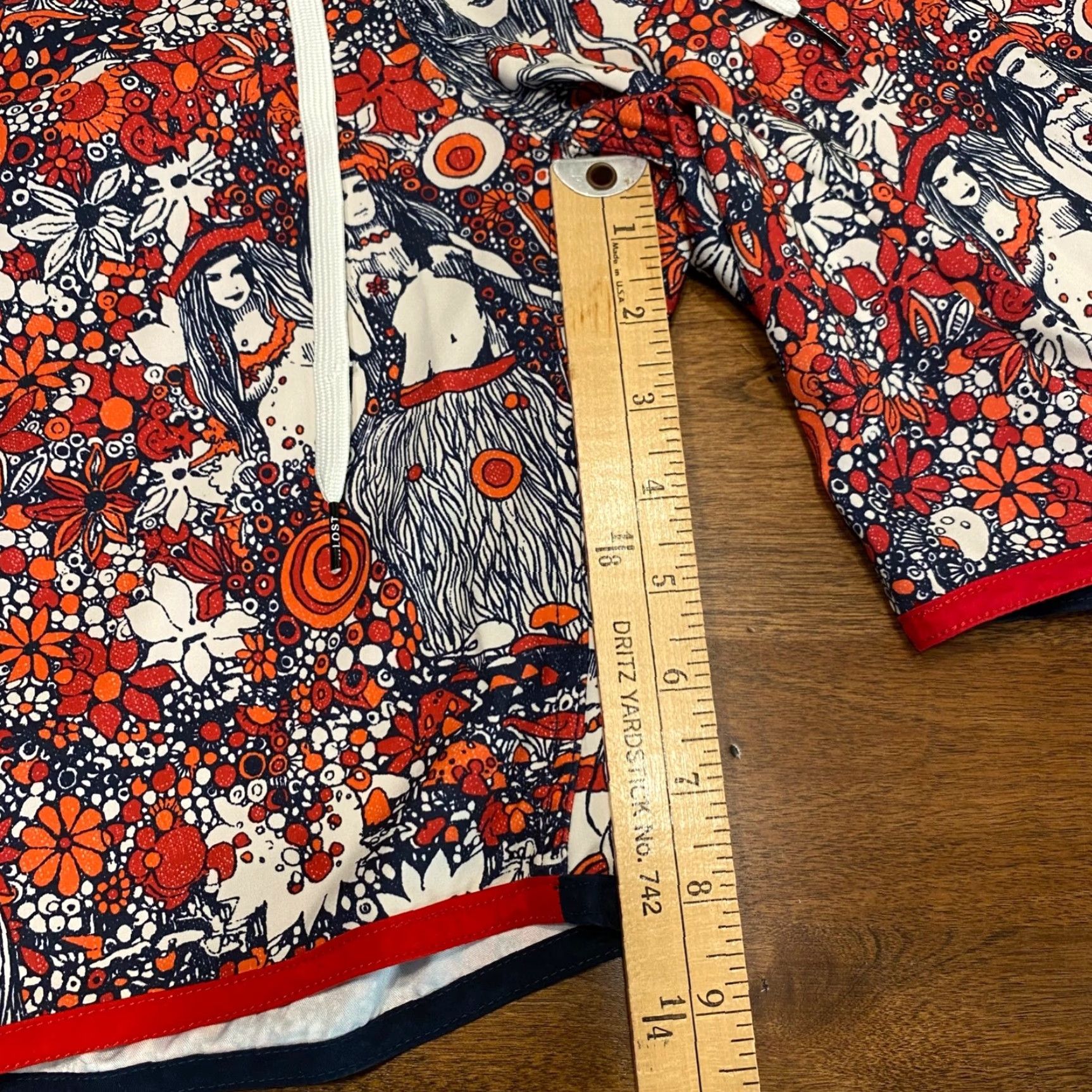 Vintage Lost Enterprises Swim Trunks Mens 31 Medium Red Hawaiian Girl Drawstring 8" In Size ONE SIZE - 6 Thumbnail