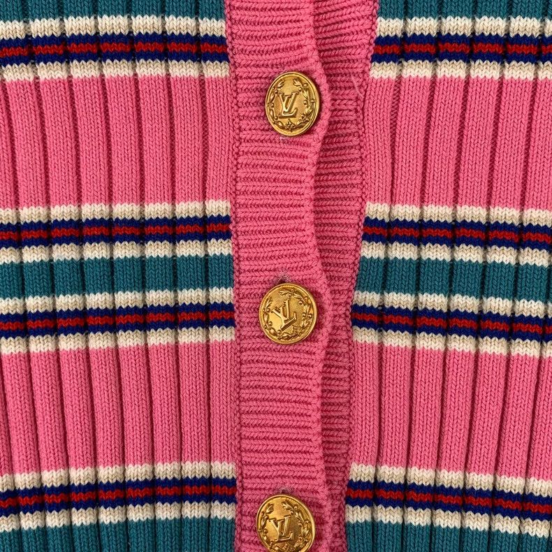 Louis Vuitton Louis Vuitton Pink striped bell sleeve knit cardigan jacke Size XS / US 0-2 / IT 36-38 - 5 Thumbnail