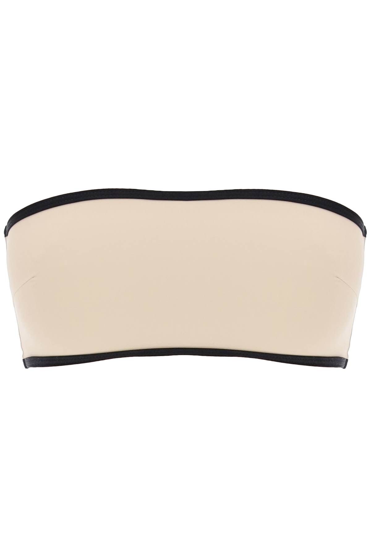 image of Toteme Strapless Bikini Top With Contrasting Edges in Light Hay, Women's (Size XS)