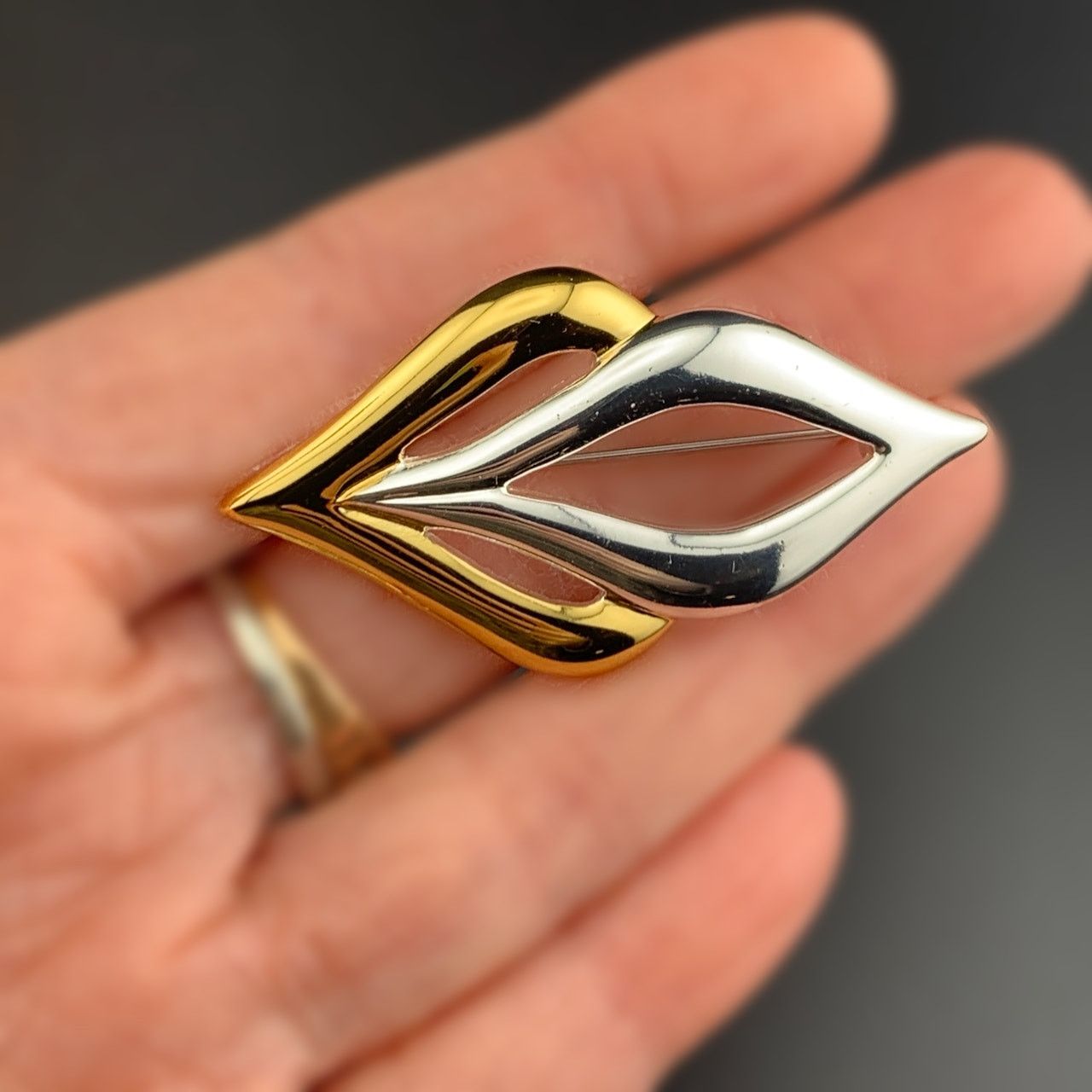 Other Signed Napier Polished Gold Silver Tone Brooch 2" Size ONE SIZE - 2 Thumbnail
