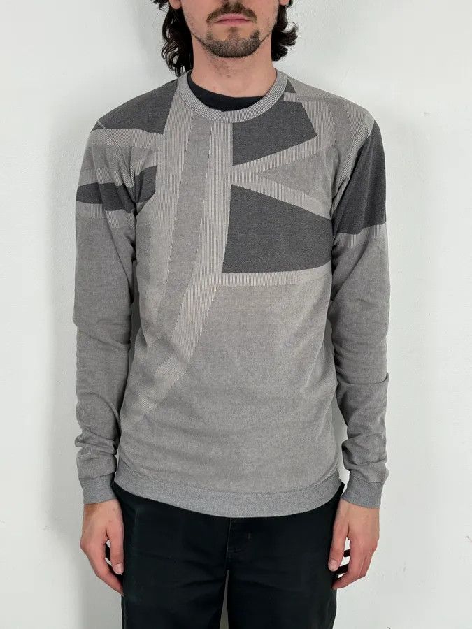 Marithe + Francois Girbaud 1990s Marithé + François Girbaud Grey Geometric Crewneck Sweater Size US S / EU 44-46 / 1 - 2 Thumbnail