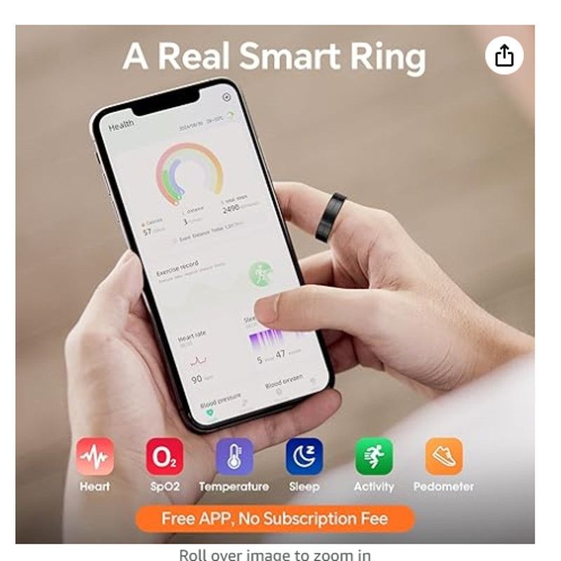The Unbranded Brand Sz 10 Gold SmartRingHeartRate,Oxy,Sleep,Temp, Android & iOS Size ONE SIZE - 4 Thumbnail