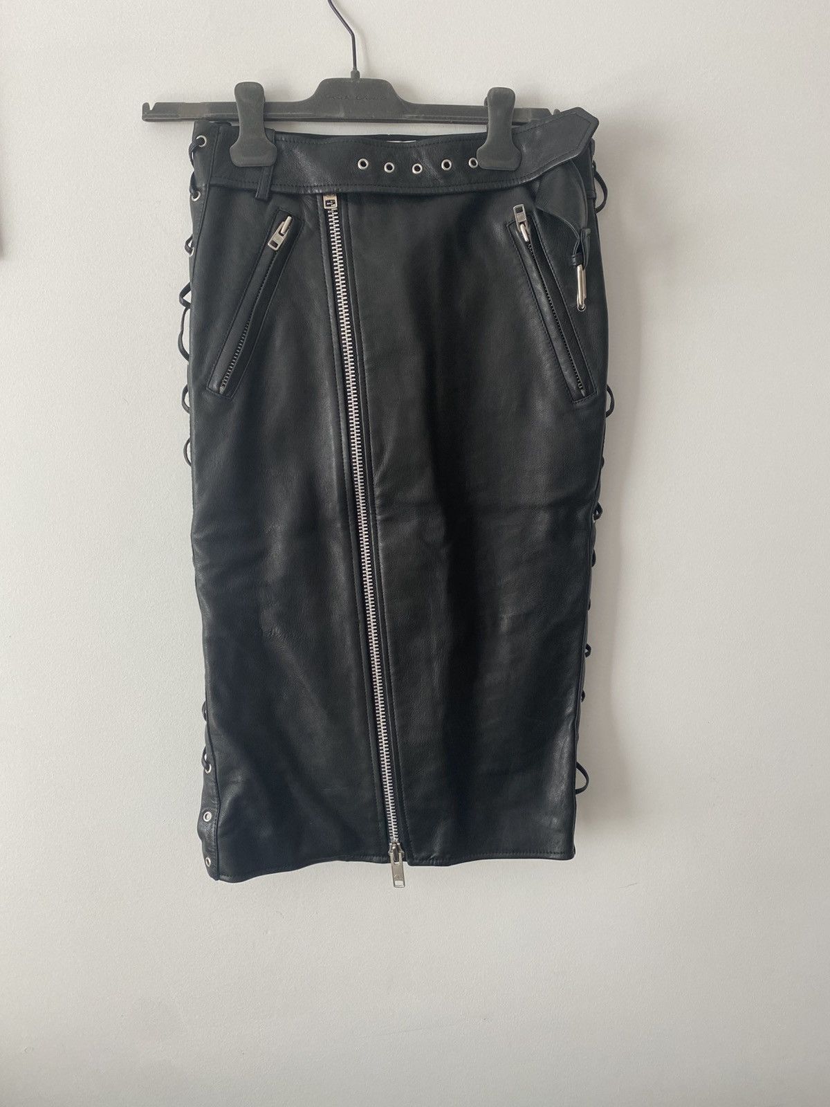 Balenciaga Zip/lace-up leather moto shirt Size 28" / US 6 / IT 42 - 1 Thumbnail