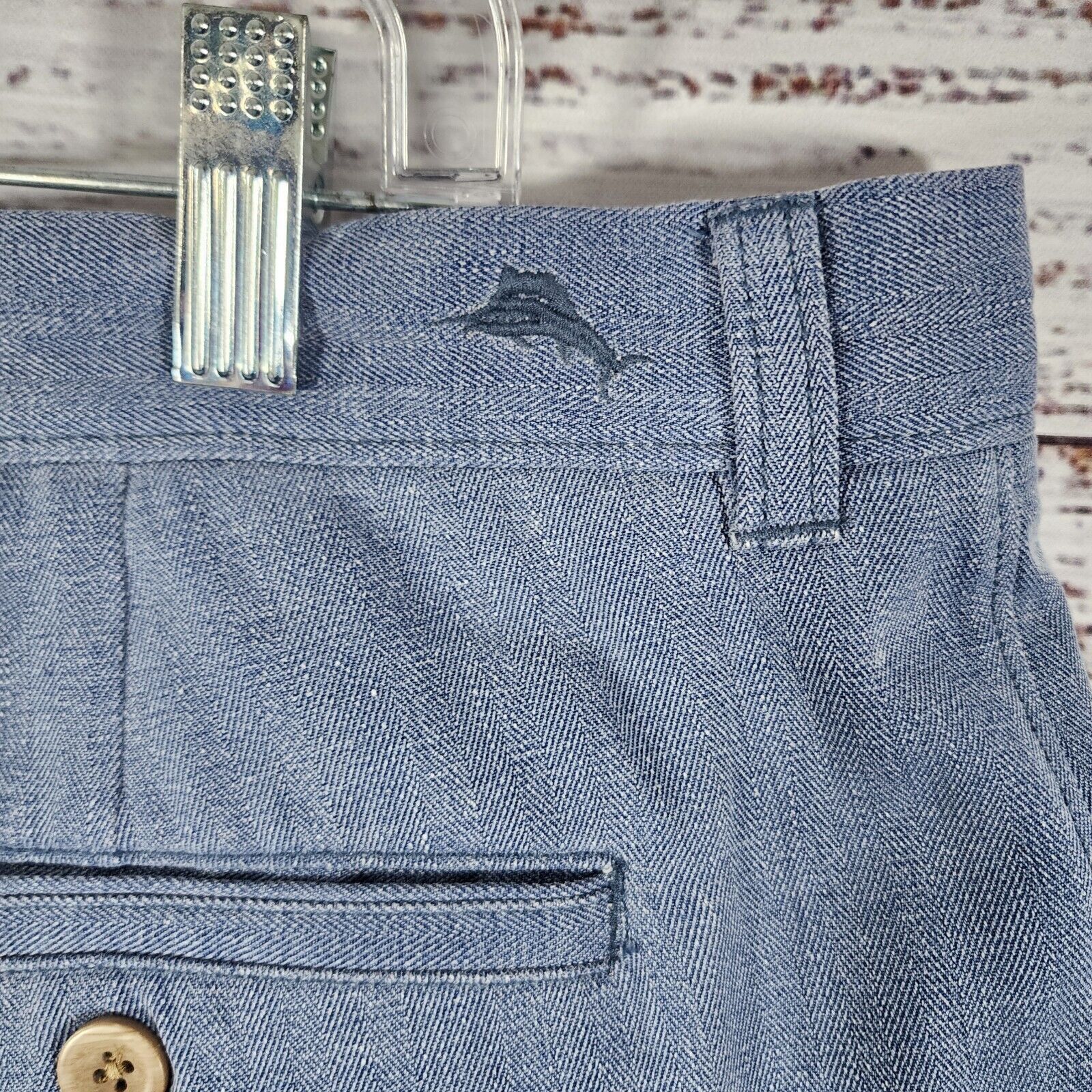 Tommy Bahama Tommy Bahama Shorts Blue Herringbone Silk Cotton Blend 36x10 Size US 36 / EU 52 - 3 Thumbnail