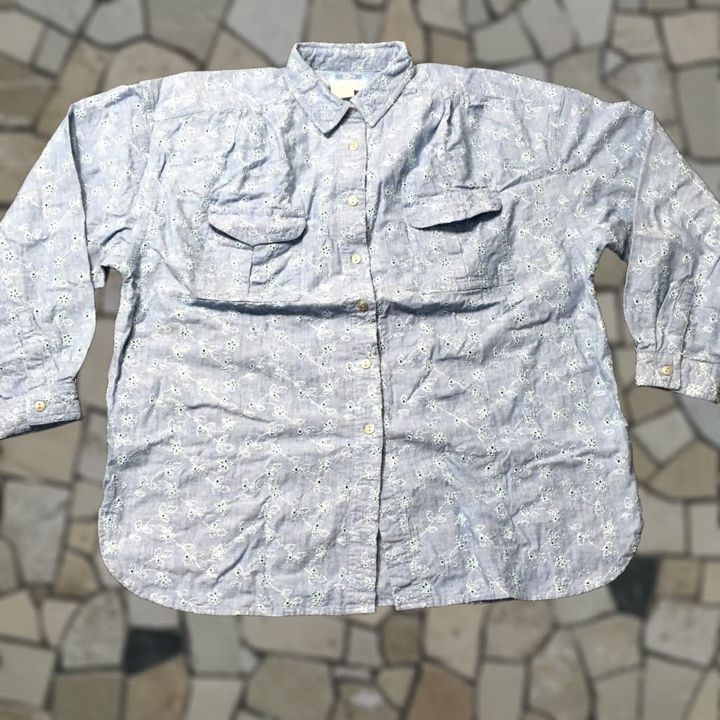 Vintage VINTAGE QPS Western Embroidered womens Shirt Size large blue pocket Size L / US 10 / IT 46 - 1 Thumbnail