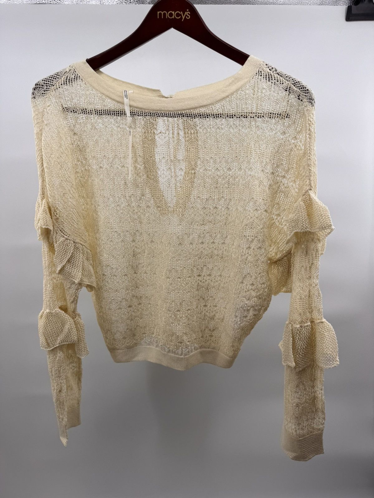 Anthropologie NWT By Anthropologie Sheer Ruffle Pullover Sweater Medium Size M / US 6-8 / IT 42-44 - 4 Thumbnail