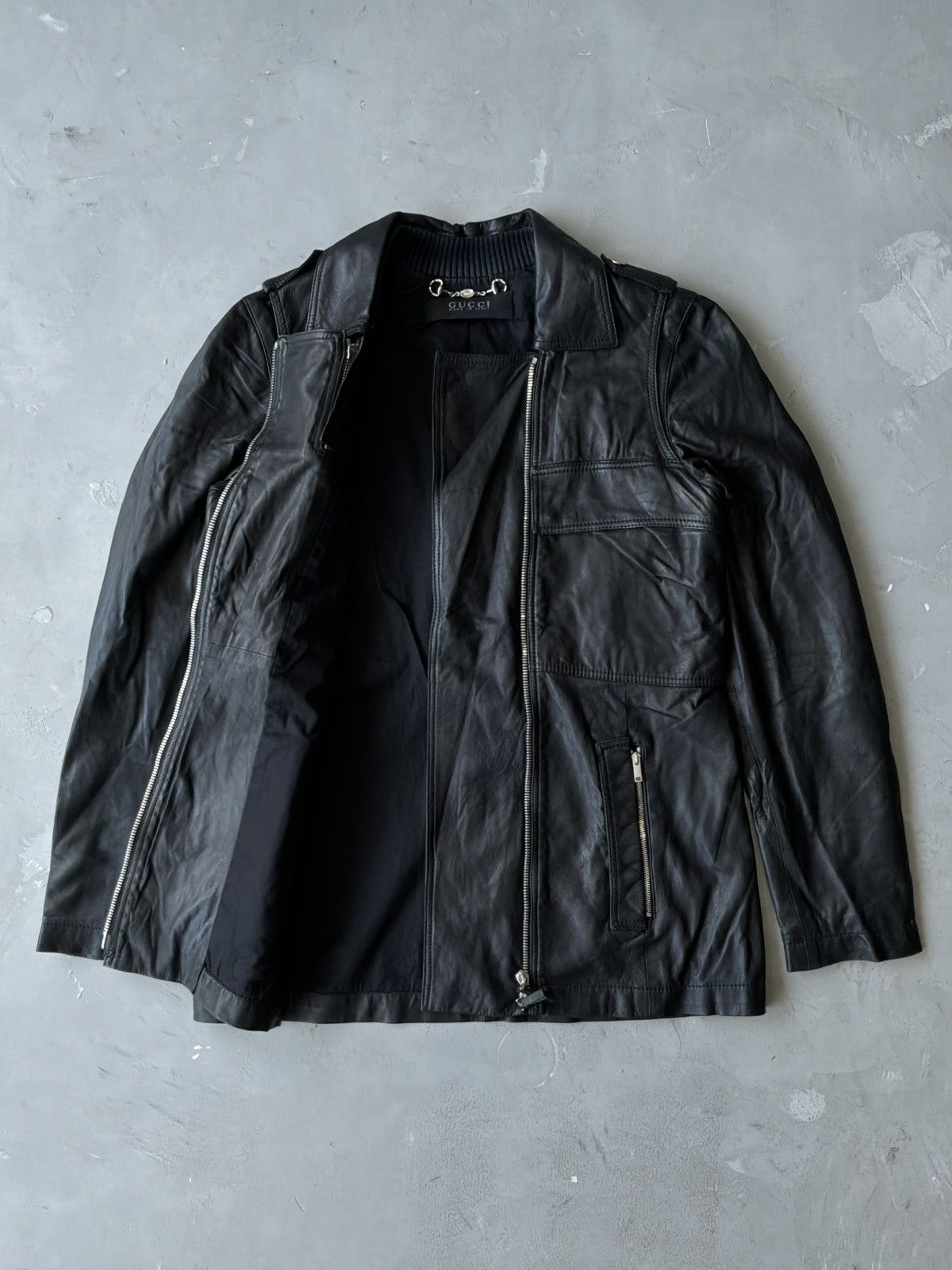 Gucci Gucci - Fridda Era Double Zip Leather Jacket Size M / US 6-8 / IT 42-44 - 2 Thumbnail