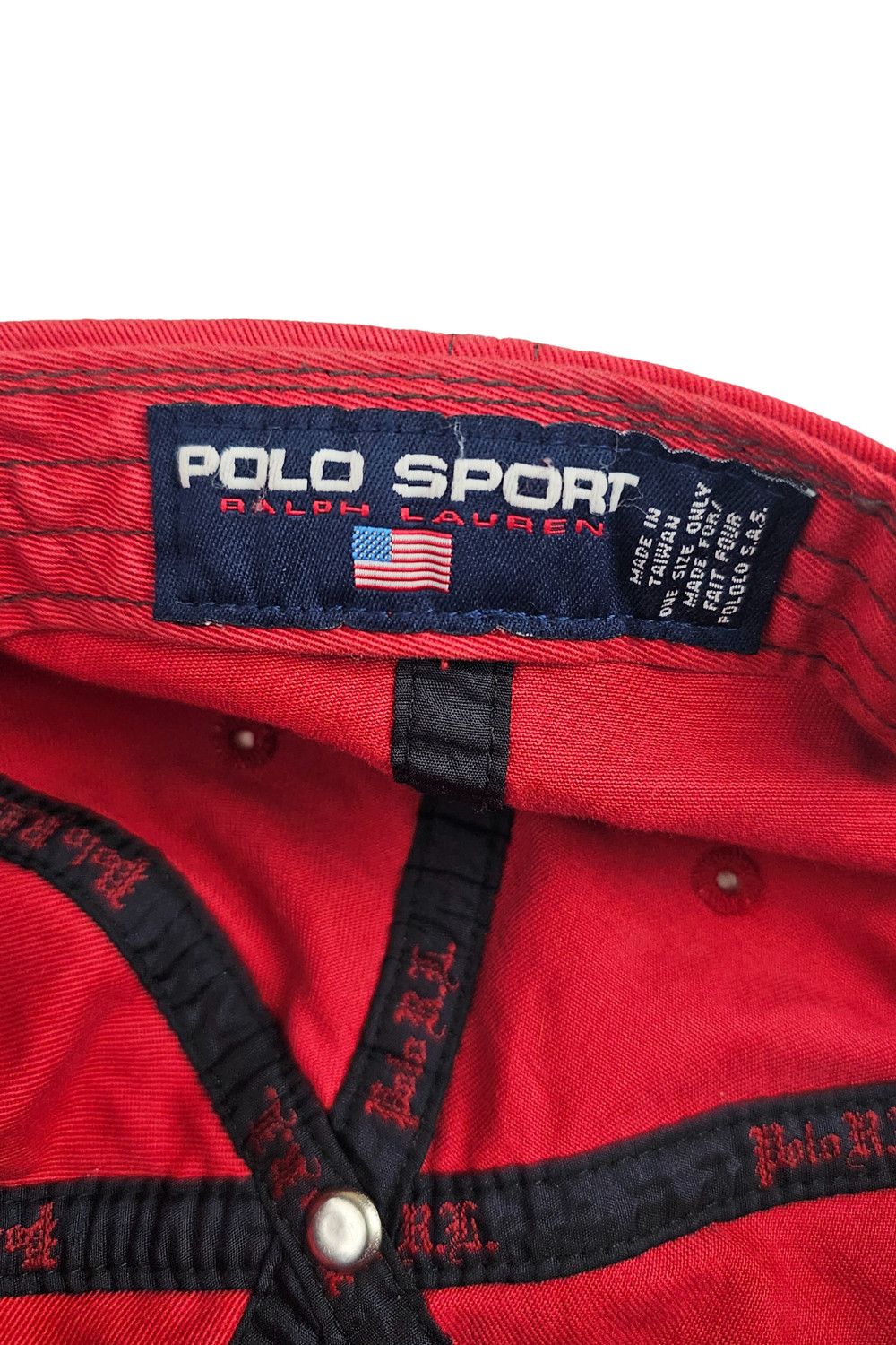 Polo Ralph Lauren 1990s Polo Sport Big-Spellout Cap - Red / Leather Strap Size ONE SIZE - 11 Thumbnail