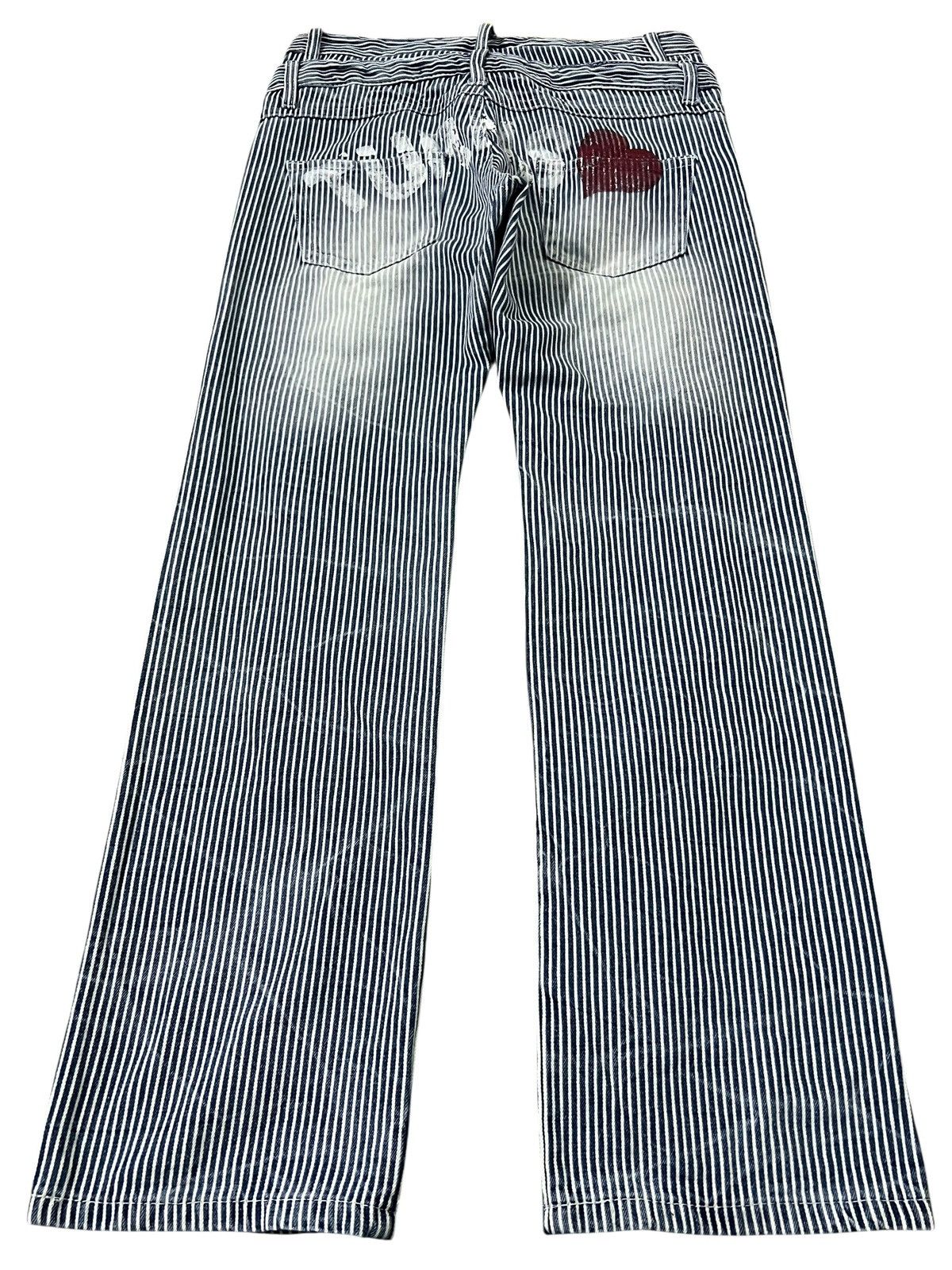 Japanese Brand 💥Double Waist💥Colza Distress Hickory Patchwork Jean Size US 32 / EU 48 - 2 Thumbnail