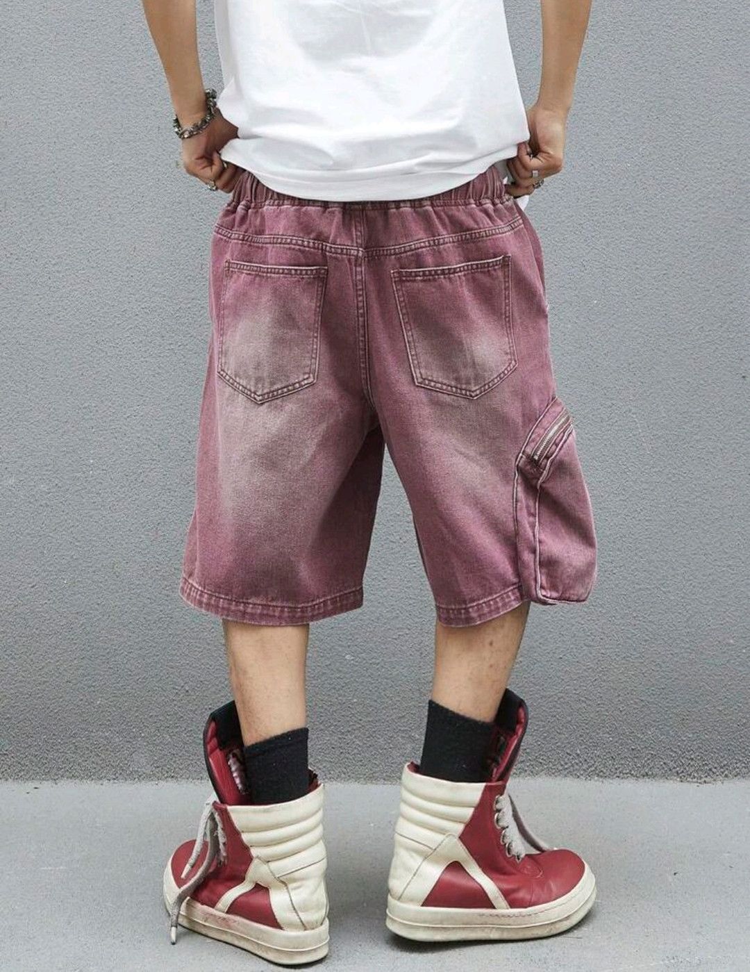 Vintage Faded Batik Red Drawstring Street Shorts Size US 30 / EU 46 - 2 Thumbnail