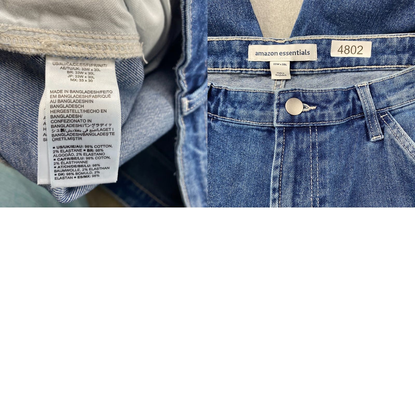 Essentials Amazon Jeans Mens 33X30 Blue Straight Leg Pockets Loose Fit Stretch 7 - 5-Pocket Design Denim Slim Straight Casual Modern Vintage: No Size US 33 - 9 Thumbnail