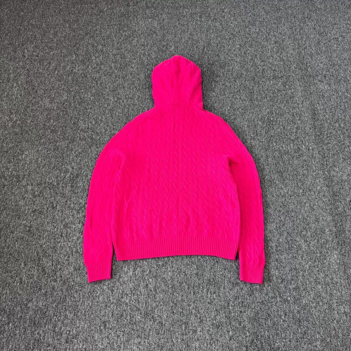Polo Ralph Lauren Ralph Lauren Magenta Cable Knit Wool Hoodie XL Size XL / US 12-14 / IT 48-50 - 2 Thumbnail