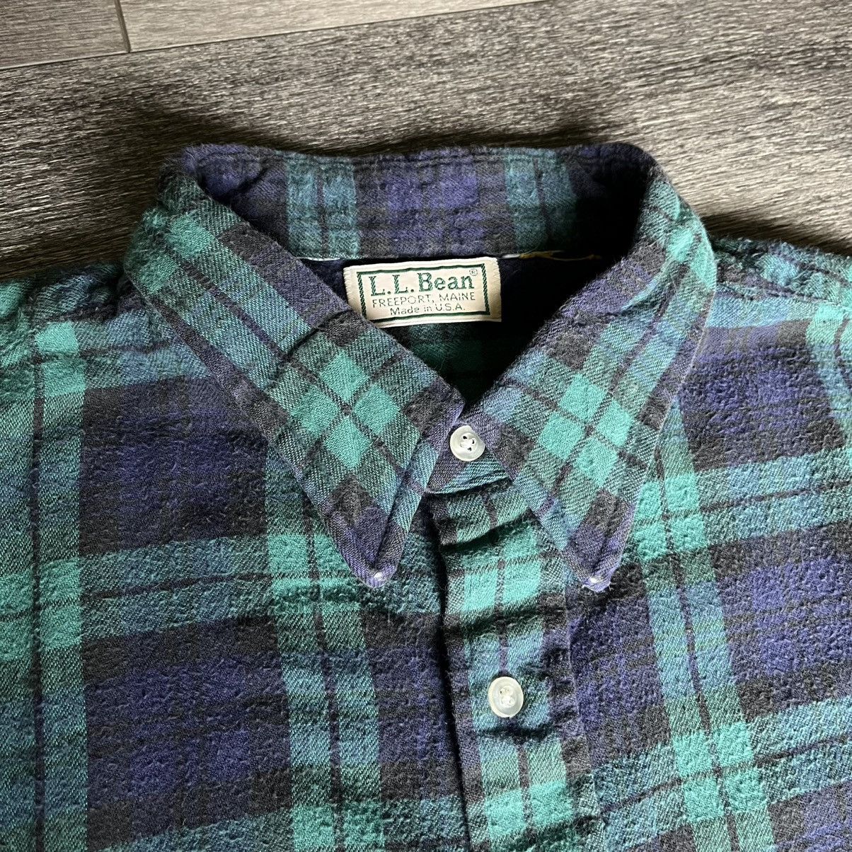 L.L. Bean Vintage 90s L.L. Bean Green/Blue Plaid Flannel Button Shirt Size US XL / EU 56 / 4 - 5 Thumbnail