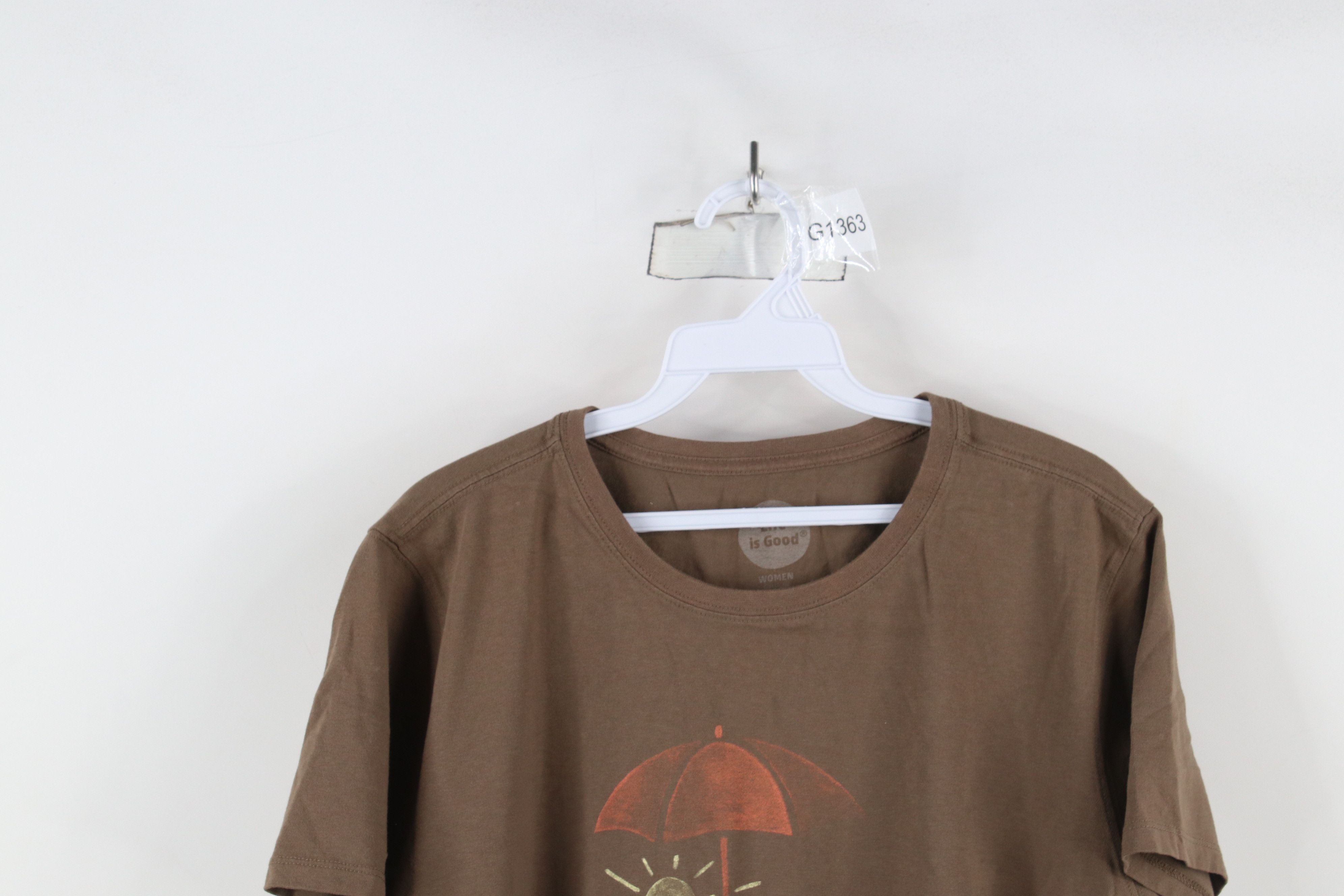 Life is Good × Vintage Life Is Good Spell Out Beach Sun Short Sleeve T-Shirt Brown Size XL / US 12-14 / IT 48-50 - 2 Thumbnail