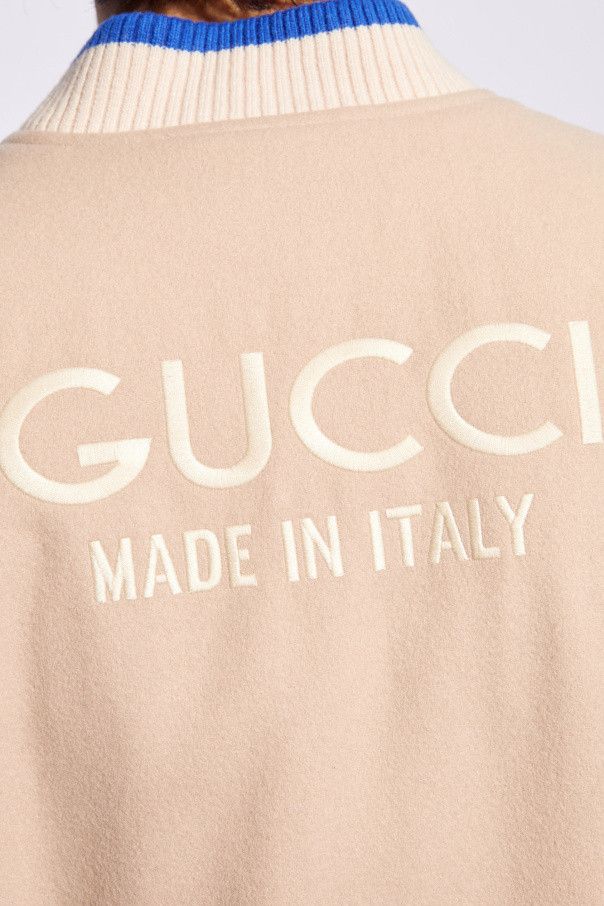 Gucci o1s1wg110125 Wool Bomber Jacket Embroidery in Light Pink Size US XXL / EU 58 / 5 - 8 Thumbnail