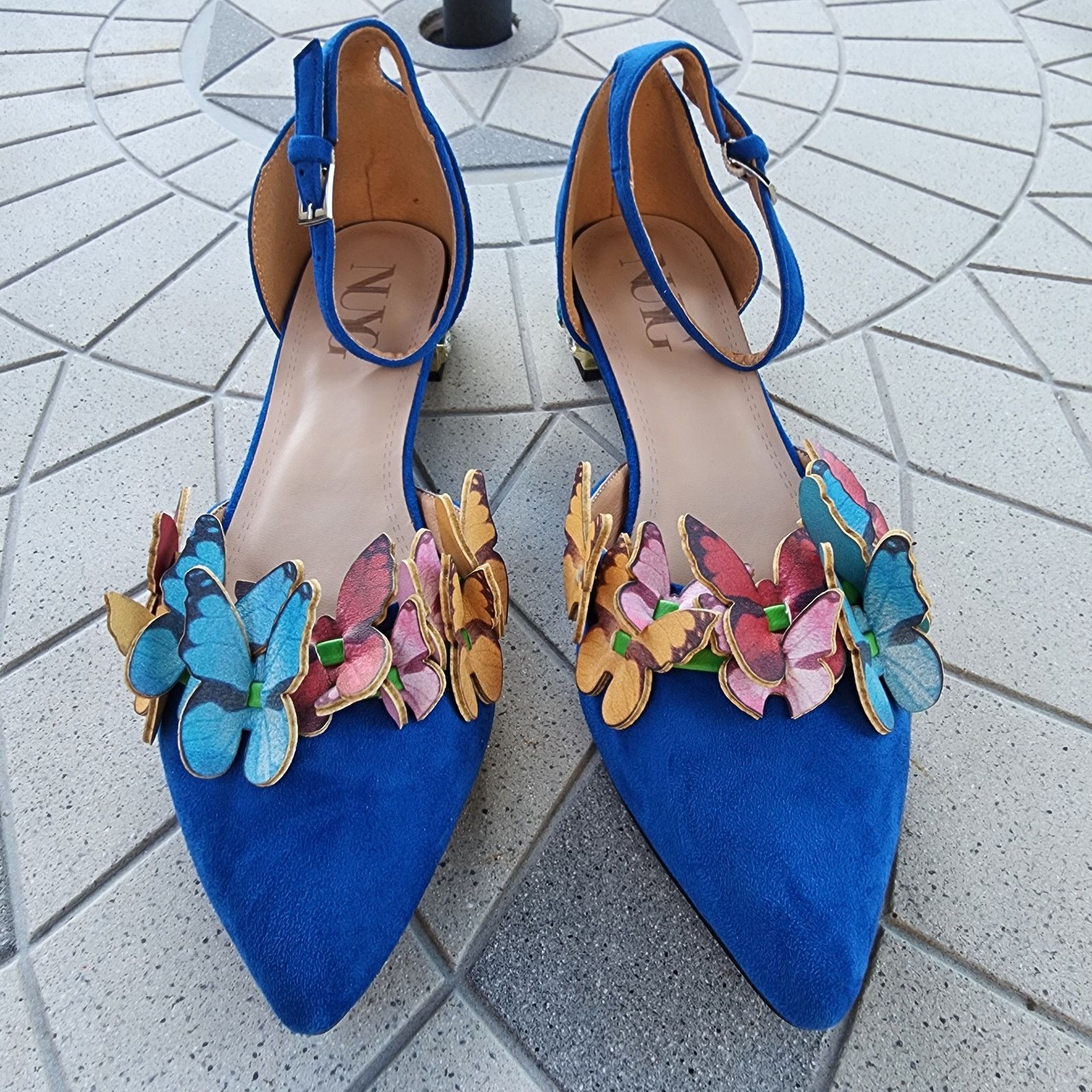 Designer NUYG 3D Butterfly Appliqué Faux Suede Gem Embellished Flats Size US 9 / IT 39 - 5 Thumbnail