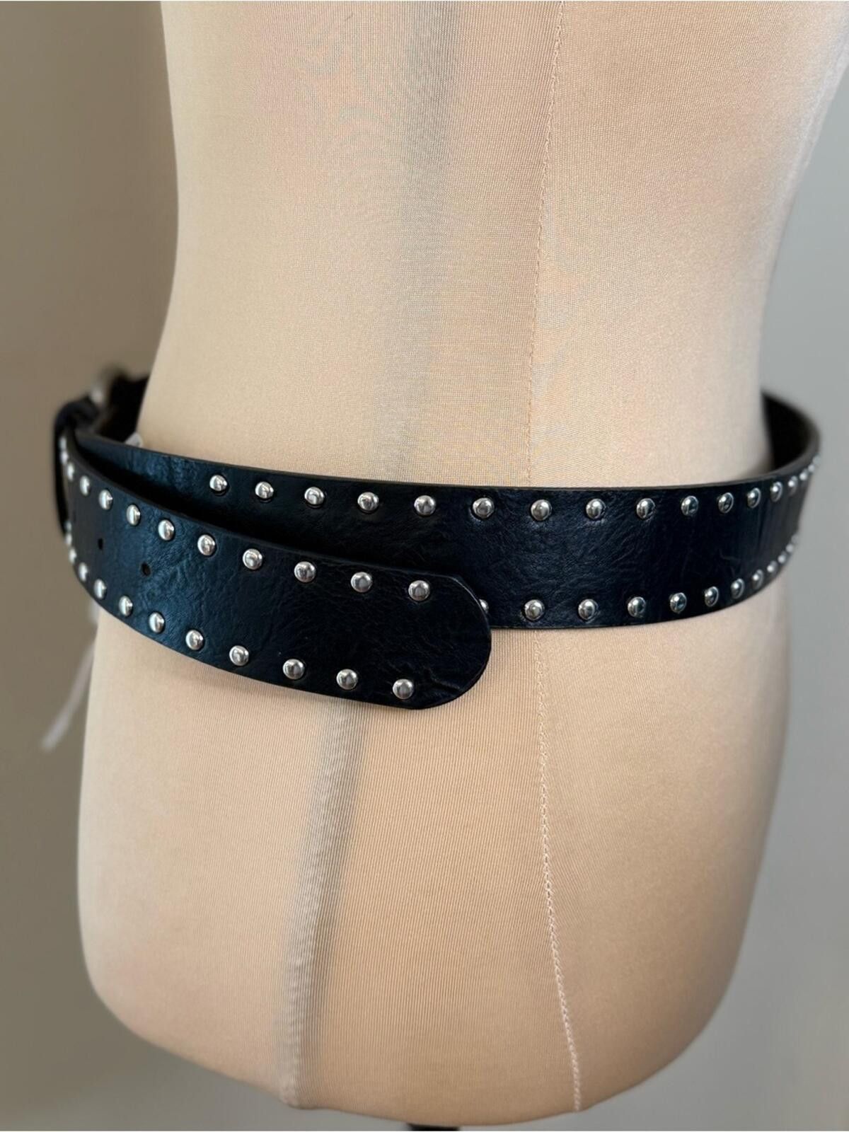 Other Black Faux Leather Silver studded western belt SZ 42” Size ONE SIZE - 3 Thumbnail
