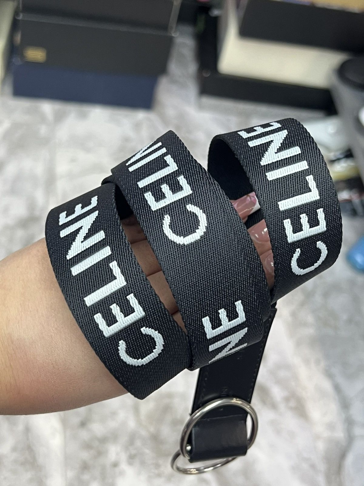 Celine Celine Logo Canvas Belt Size 42 - 3 Thumbnail