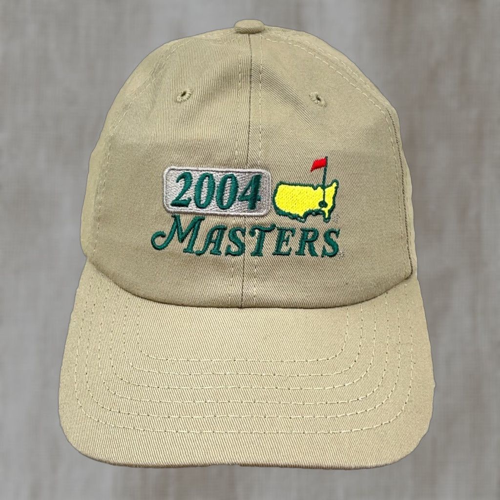 American Needle VINTAGE American Needle The Masters Hat Cap Adjustable Strap Back Augusta Nationals Y2K 2004 Tan Khaki USA Beige Twill Golf Hat Mens Size ONE SIZE - 1 Thumbnail