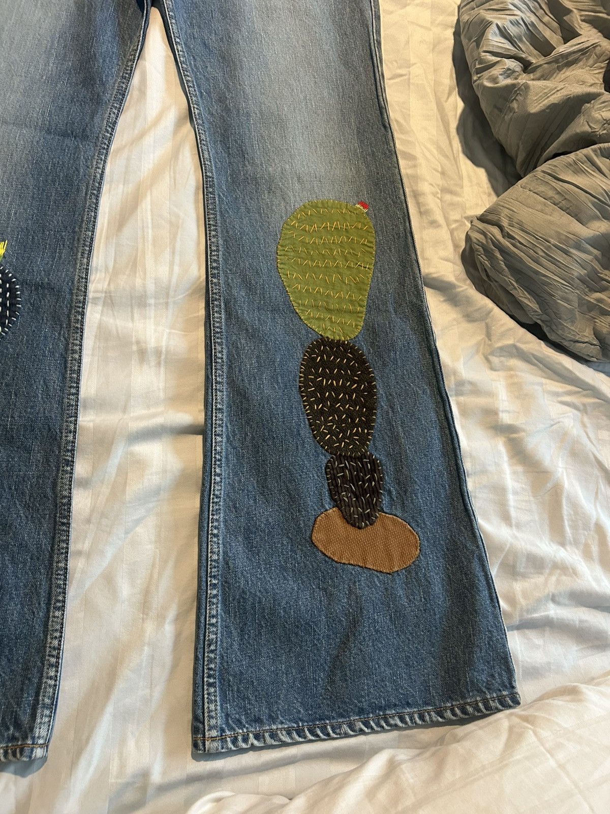 Japanese Brand × Kapital Kapital BUSH Flare Pants (CACTUS Embroidery) - Pro Size US 32 / EU 48 - 7 Thumbnail
