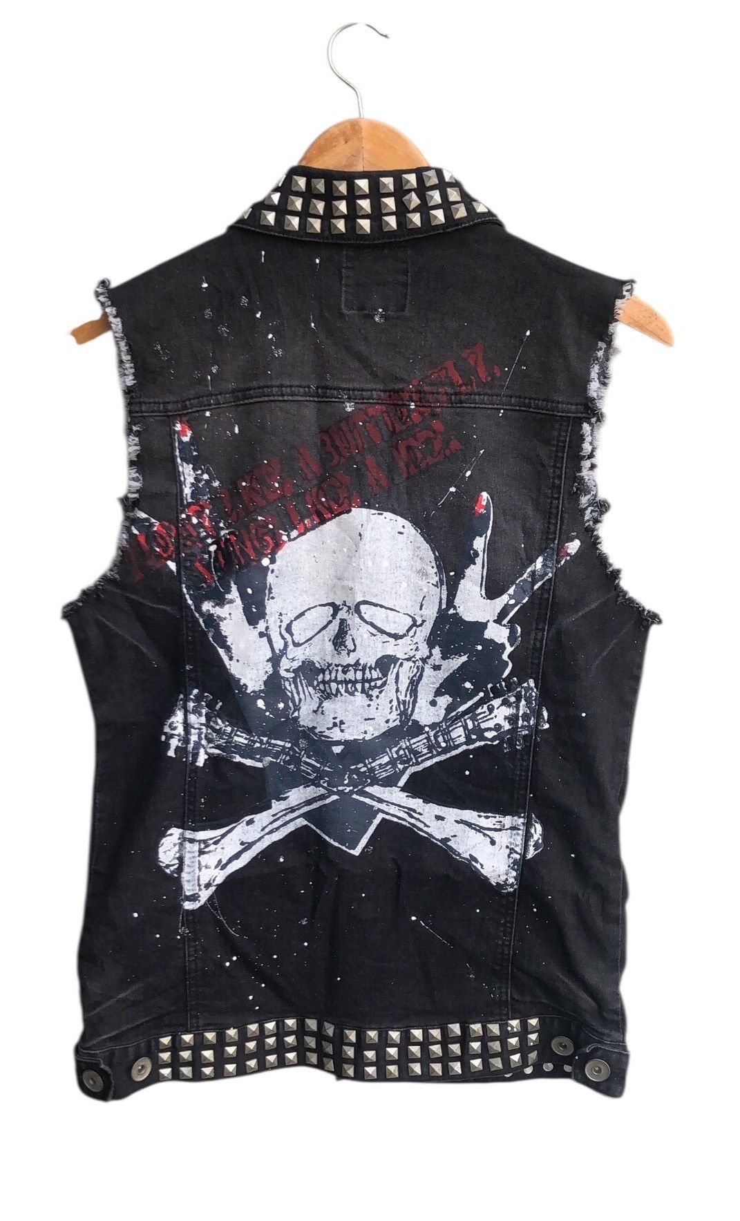 Japanese Brand 🔥Glad News Punk Rock Sleeveless Denim Jacket🔥 Size US S / EU 44-46 / 1 - 1 Thumbnail