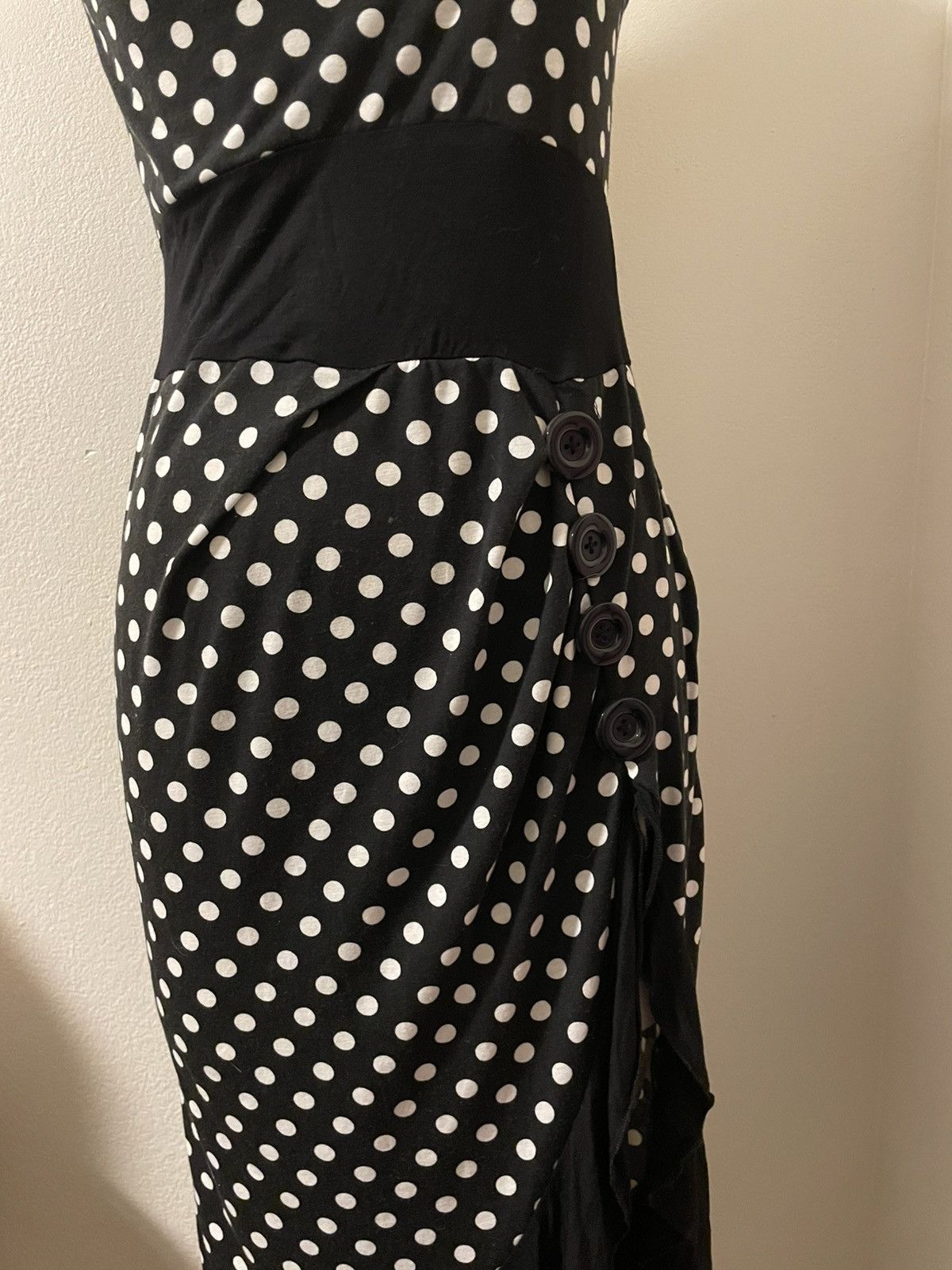 Vintage Black White One Shoulder Polka Dot Dress M Size M / US 6-8 / IT 42-44 - 4 Thumbnail