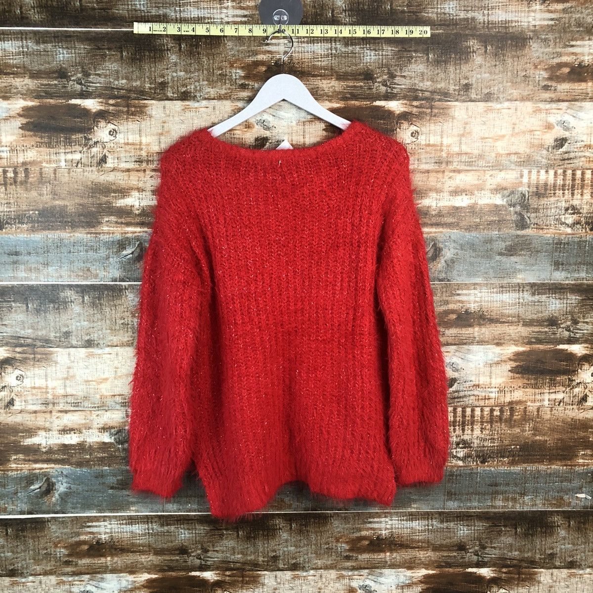 Japanese Brand DL Ozoc Red Mohair Knitwear #C371 Size M / US 6-8 / IT 42-44 - 11 Thumbnail