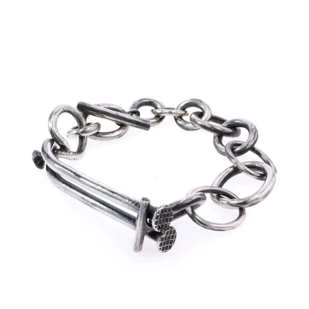 Guidi Guidi Distressed Double Nail Silver M-18 Bracelet Size ONE SIZE - 2 Thumbnail