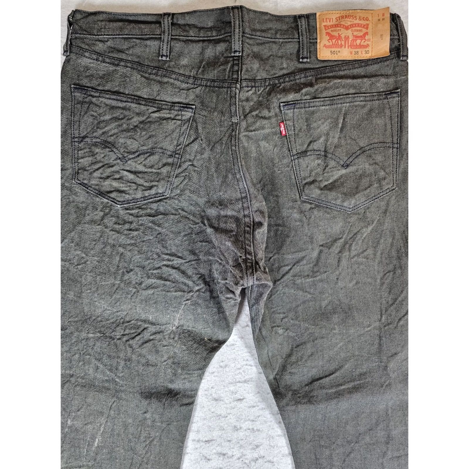 Levi's VINTAGE Levi's 501 Jeans Straight Leg Denim Jeans Button Fly Dark Green Mens 38x30 Regular Inseam 30 in 90s Retro Size US 38 / EU 54 - 6 Thumbnail
